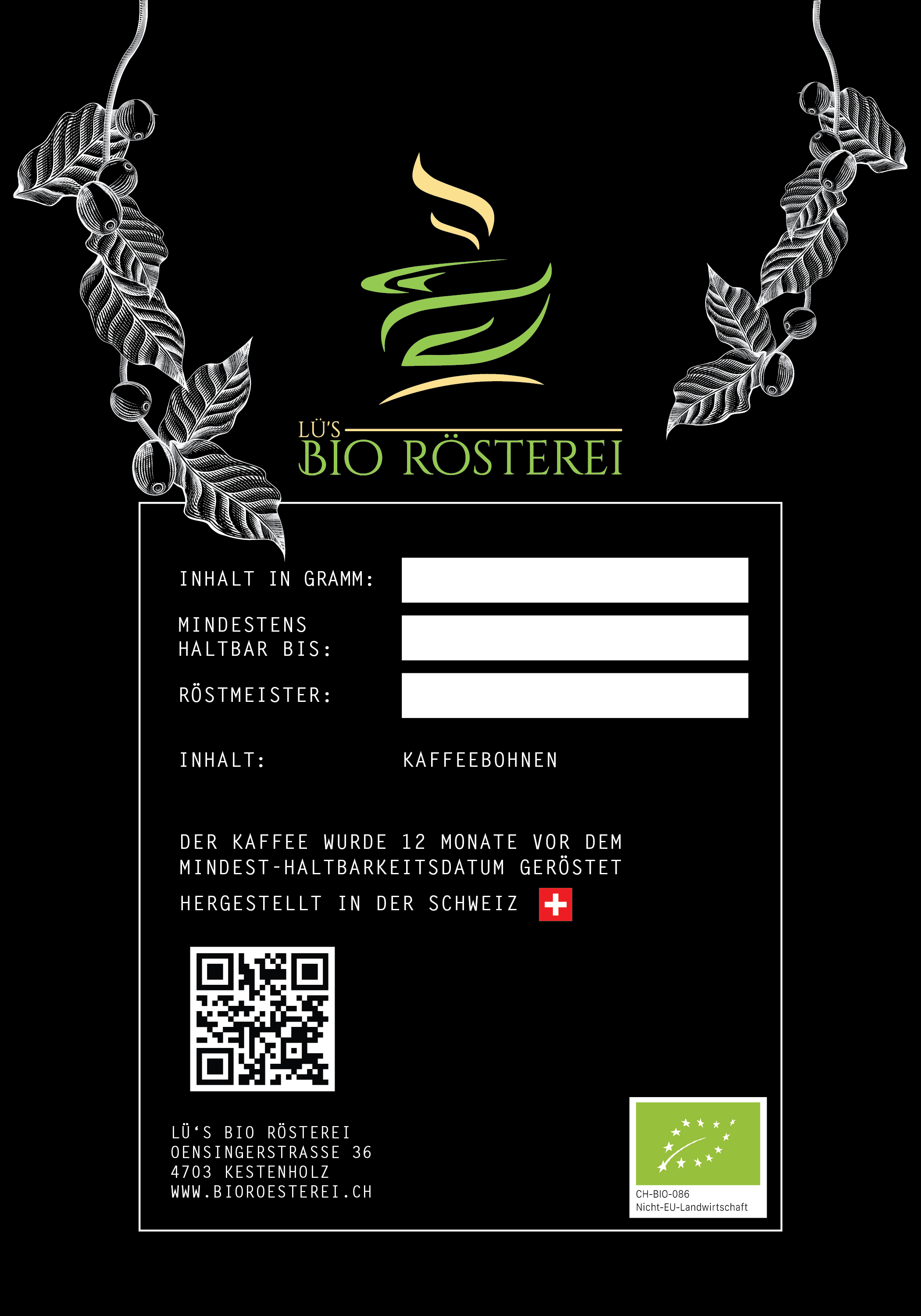 Verpackungs-Design von Vyacheslav65 für Lü's Bio Rösterei | Design #32681724