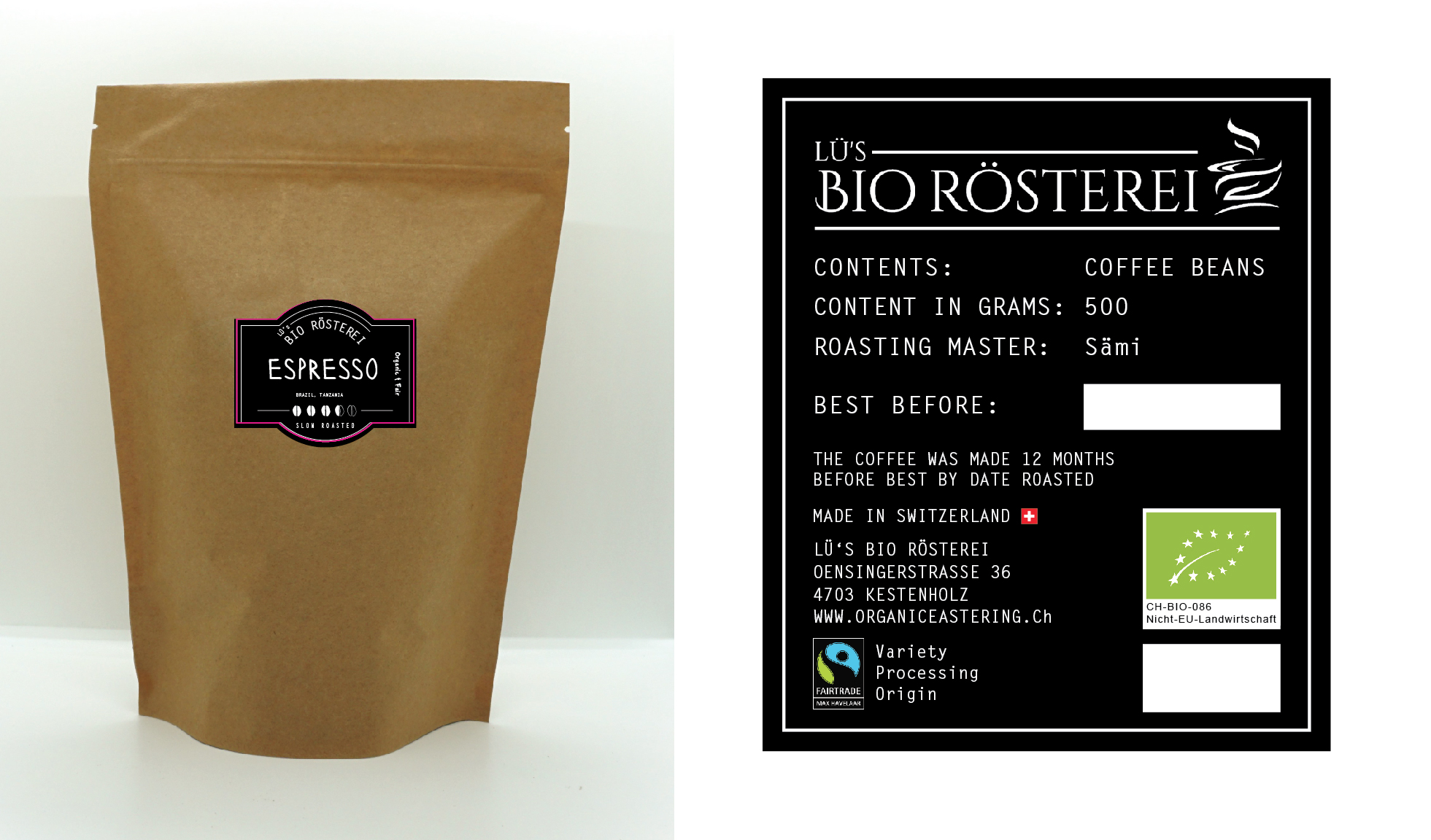 Verpackungs-Design von Titan Solbiz für Lü's Bio Rösterei | Design #32714509