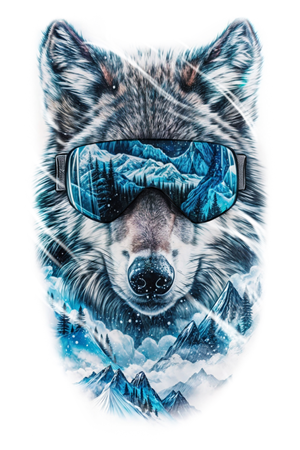 Knee skiing wolf realistic face tattoo for post ACL surgery recovery