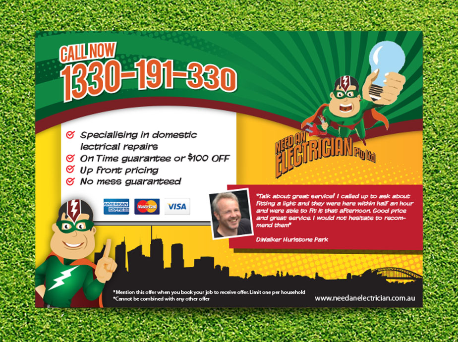 Diseño de Flyer por Priyo Subarkah para Need An Electrician Pty Ltd | Diseño #3107034