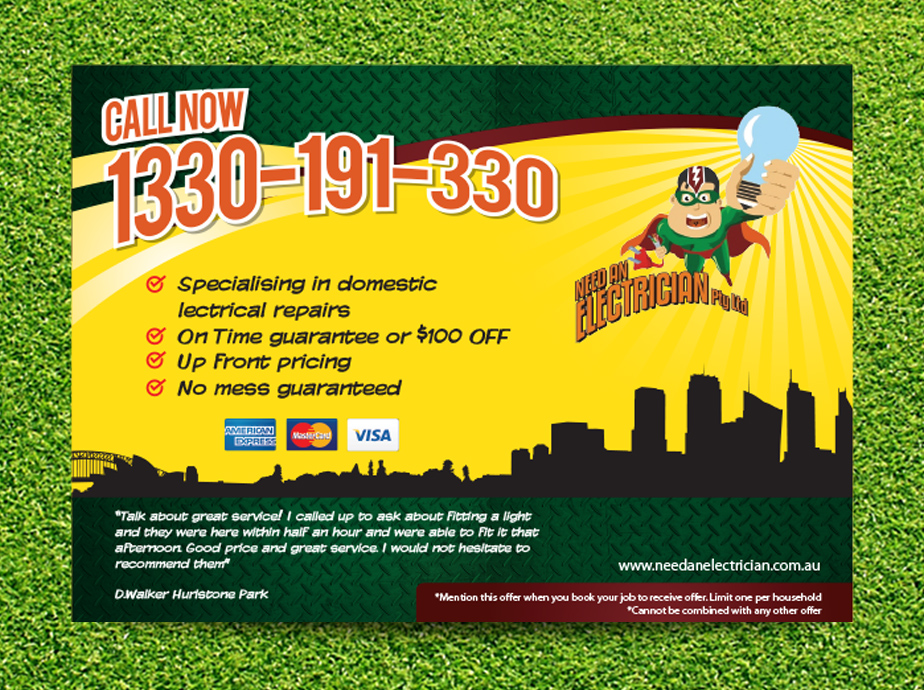 Diseño de Flyer por Priyo Subarkah para Need An Electrician Pty Ltd | Diseño #3111583