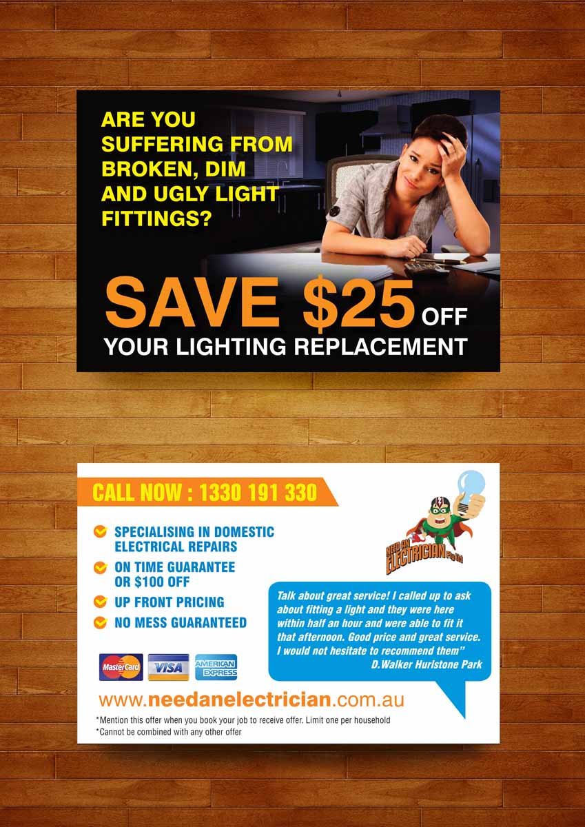 Diseño de Flyer por rkailas para Need An Electrician Pty Ltd | Diseño #3127510