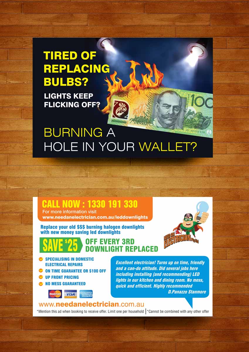 Flyer Design by rkailas for Need An Electrician Pty Ltd | Design #3127514