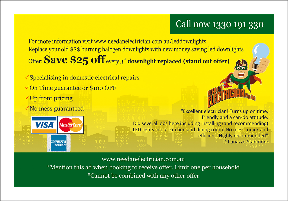 Flyer Design by dkthedon for Need An Electrician Pty Ltd | Design #3117392