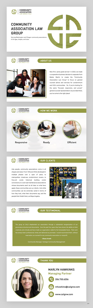 PowerPoint Design by pb for Community Association Law Group, PLLC | Design: #32712559