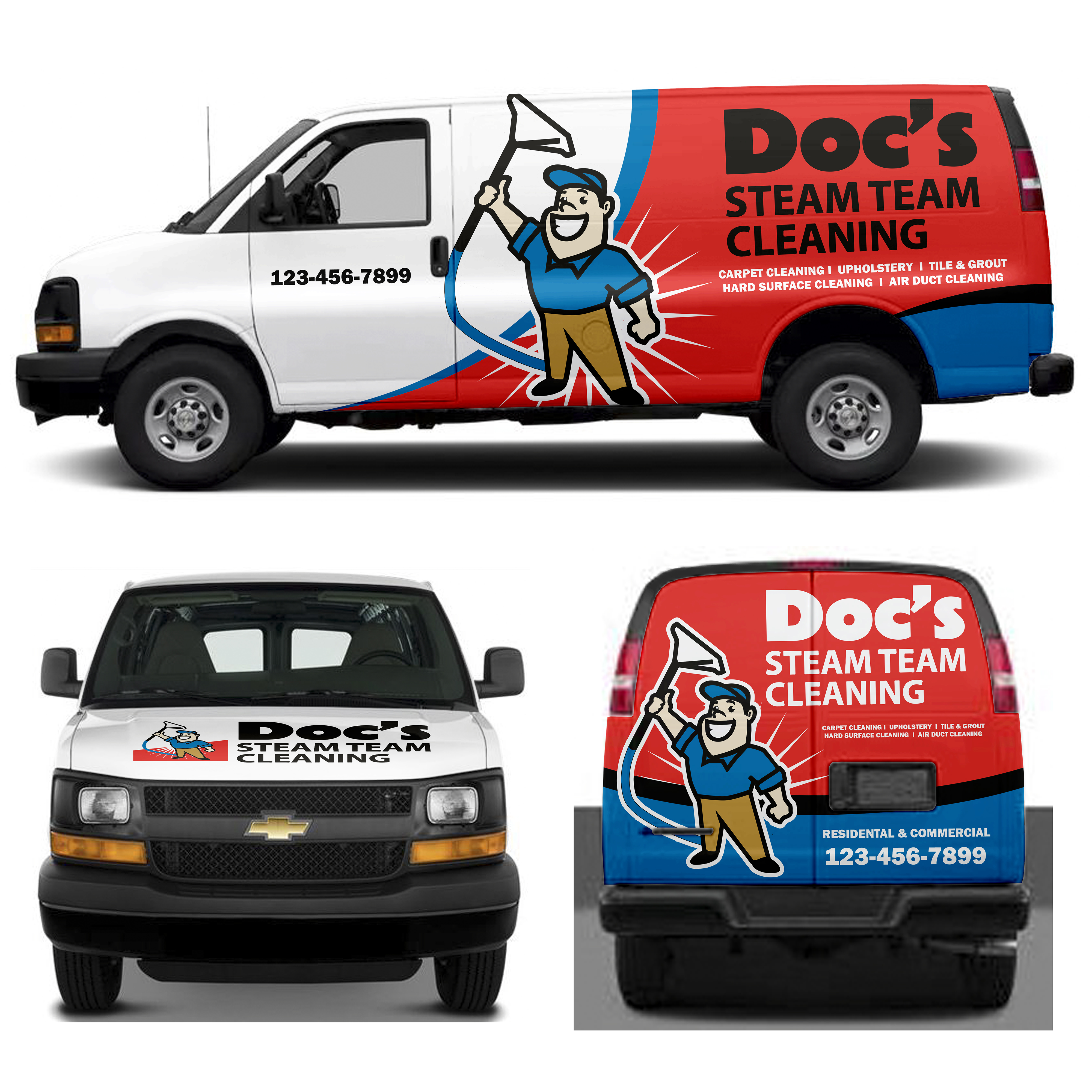 Car Wrap Design by MAKE ME THE WINNER for Doc's Steam Team Cleaning | Design #32712334