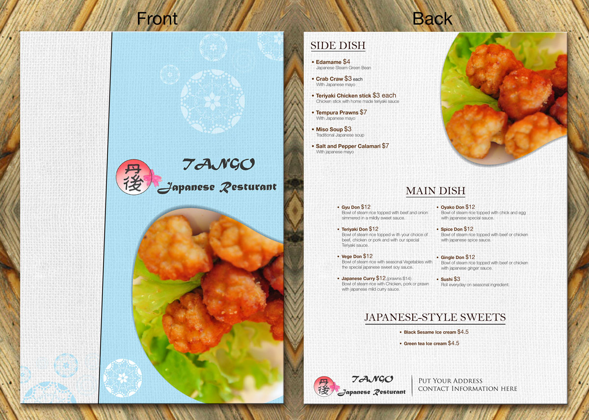 Menu Design by theblueart for this project | Design #3108441