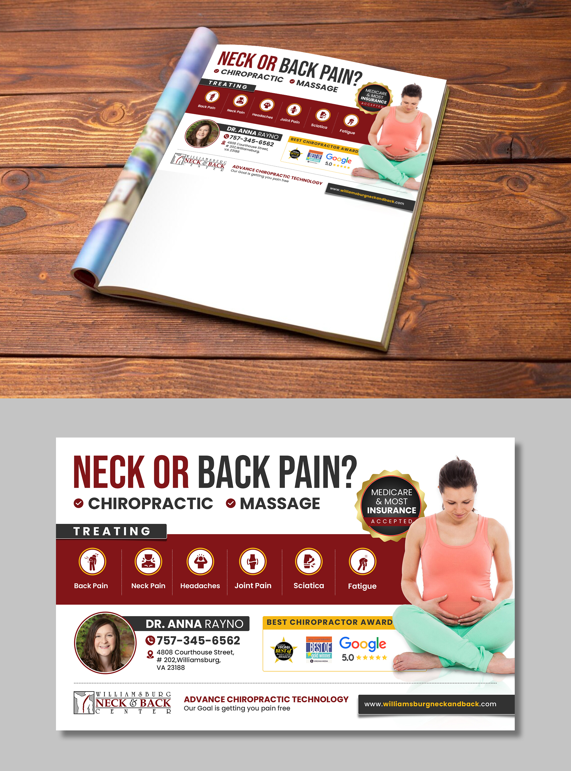 Grafik-Design von debdesign für Williamsburg Neck and Back Center | Design #32719841