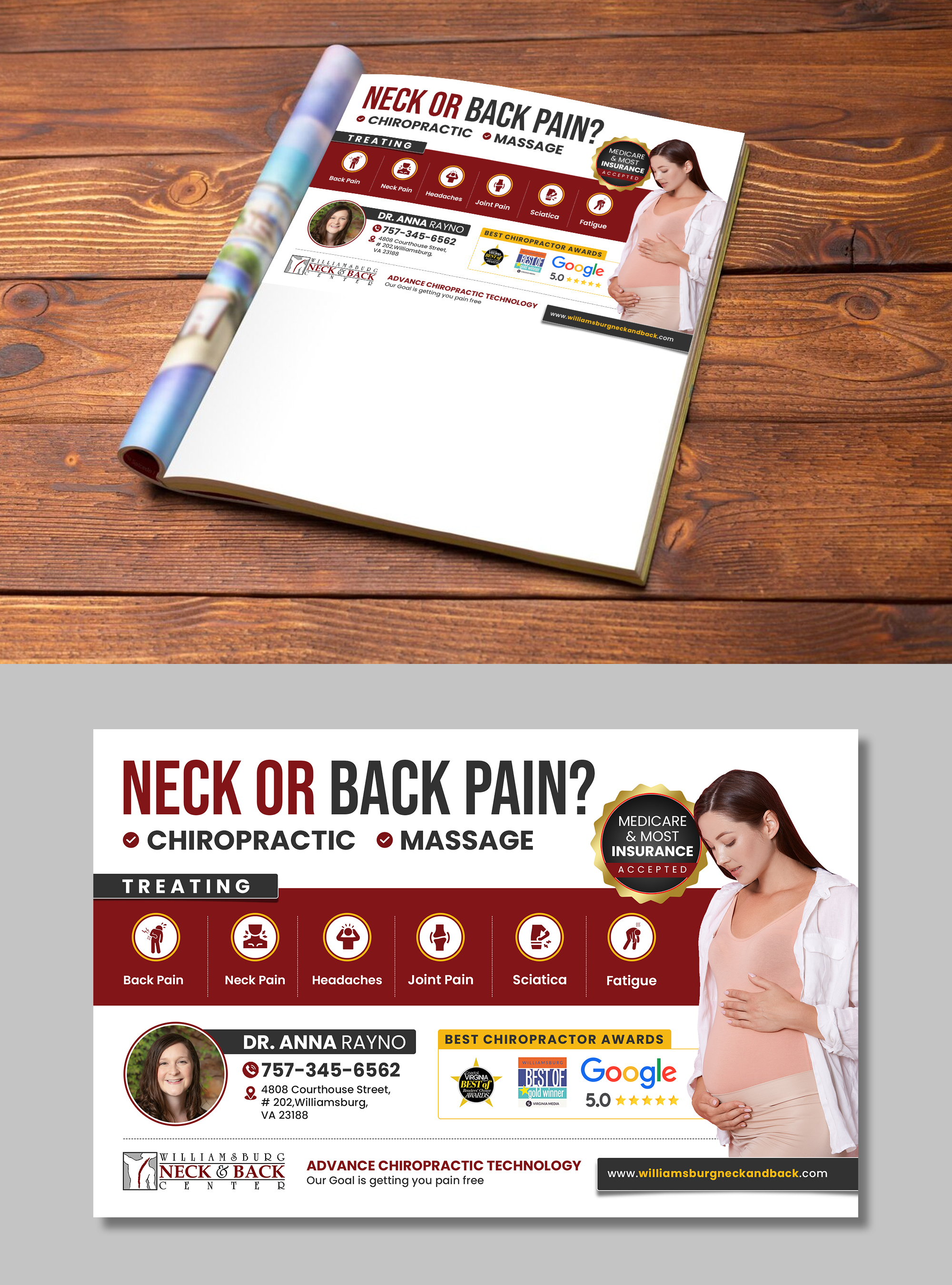 Grafik-Design von debdesign für Williamsburg Neck and Back Center | Design #32719842