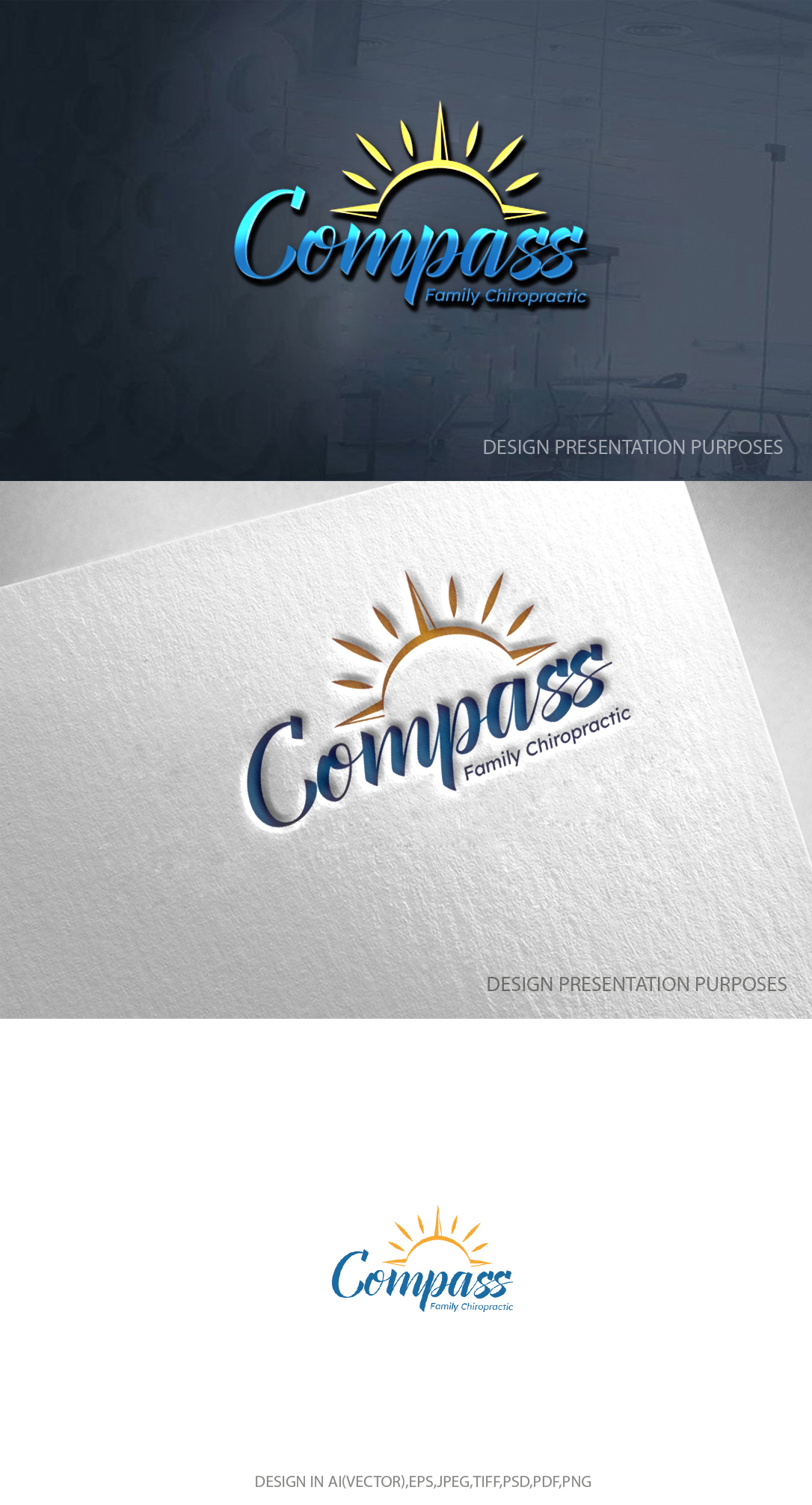 Logo Design by zebronicgraphic for Compass Family Chiropractic | Design #32853824