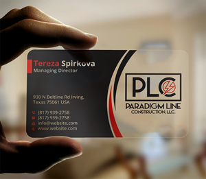 Design de Carte de Visite par DesignerShahadat pour PARADIGM LINE CONSTRUCTION LLC | Design : #32797118