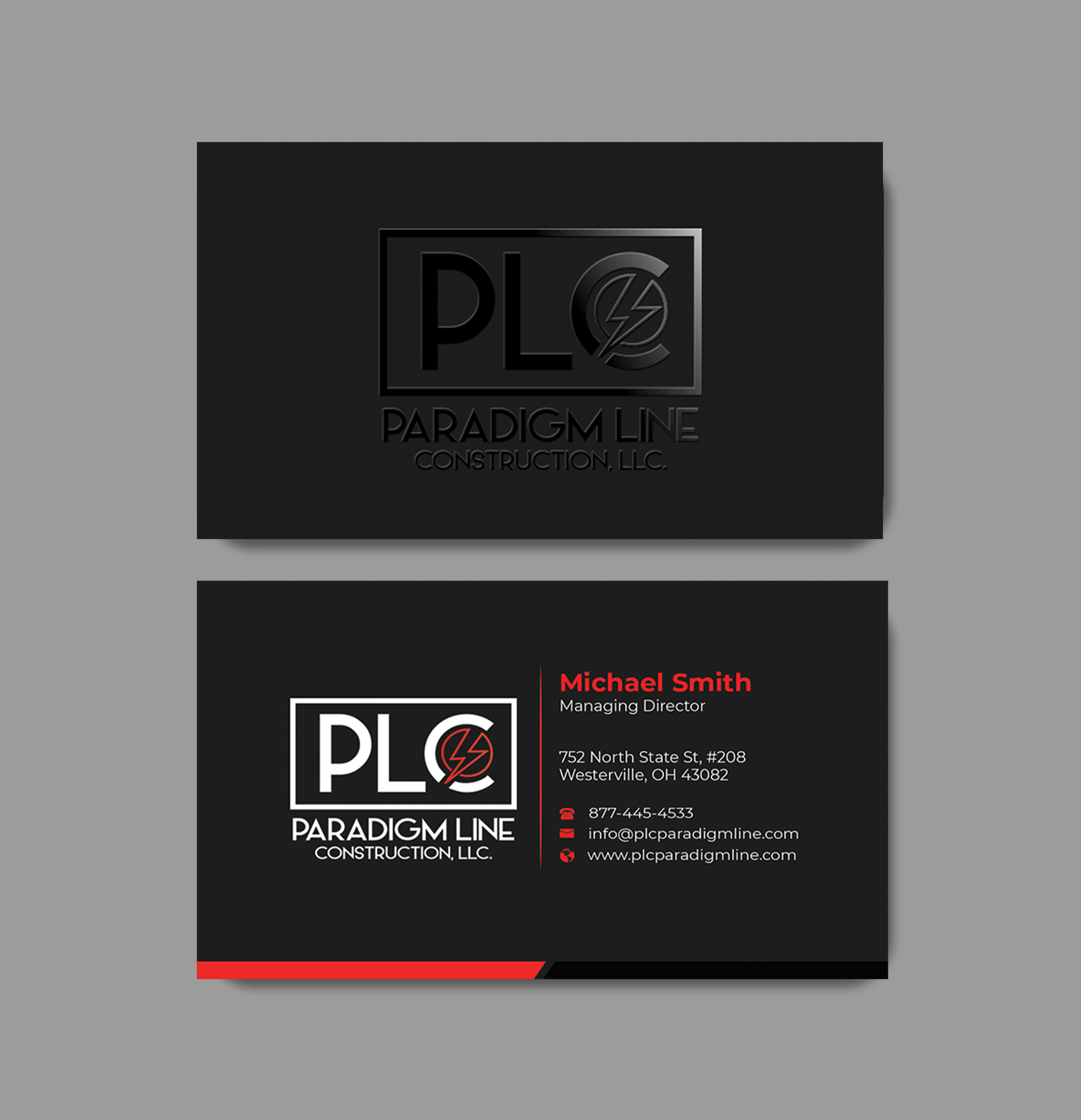 Business Card Design by Innovative Graphix for PARADIGM LINE CONSTRUCTION LLC | Design #32790209