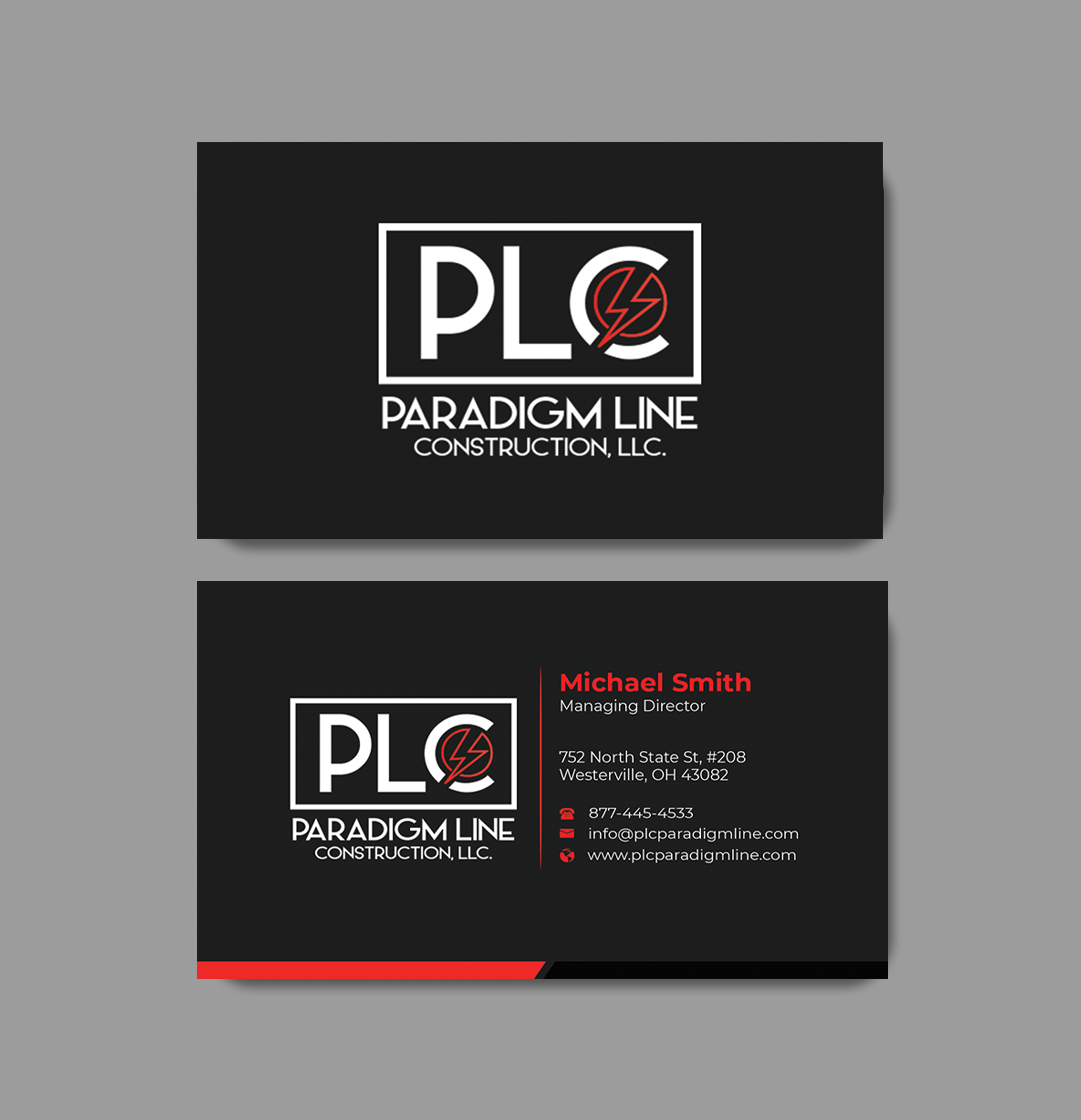 Business Card Design by Innovative Graphix for PARADIGM LINE CONSTRUCTION LLC | Design #32790210