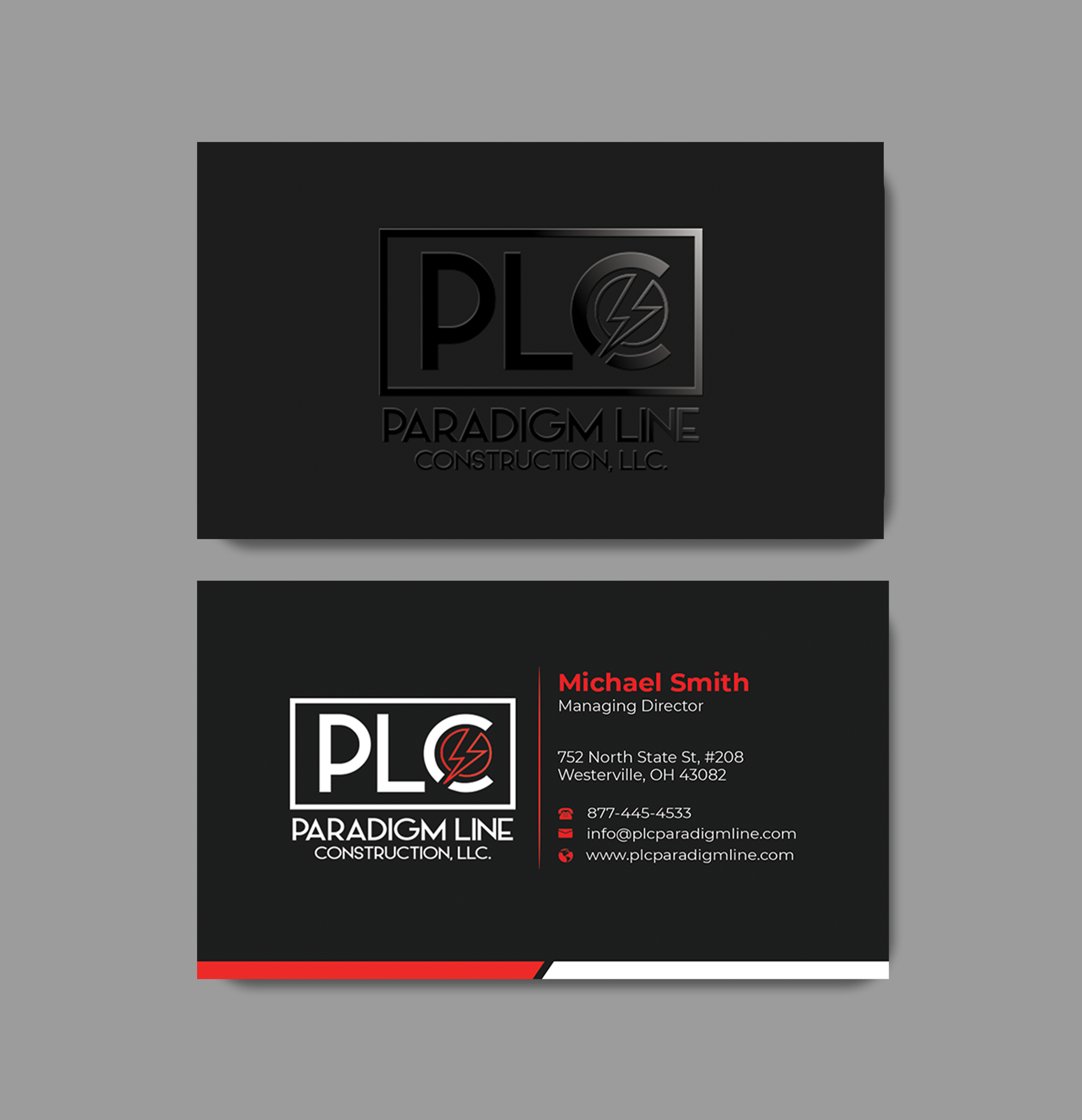Business Card Design by Innovative Graphix for PARADIGM LINE CONSTRUCTION LLC | Design #32790211