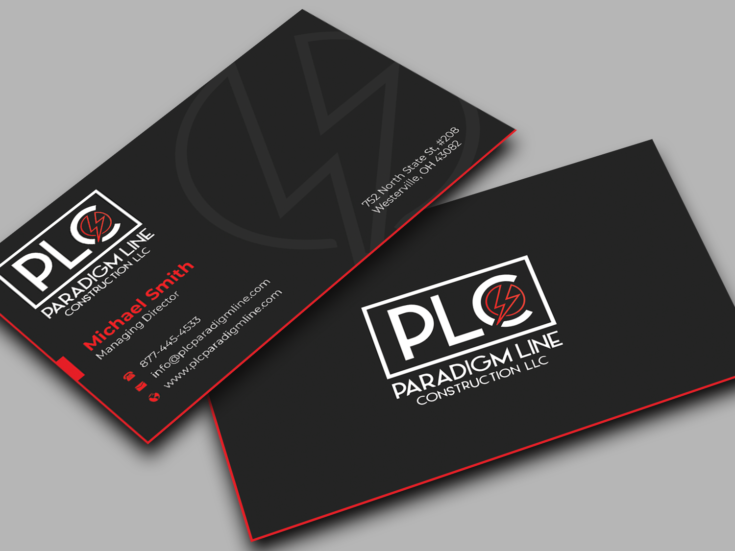 Business Card Design by Innovative Graphix for PARADIGM LINE CONSTRUCTION LLC | Design #32792844