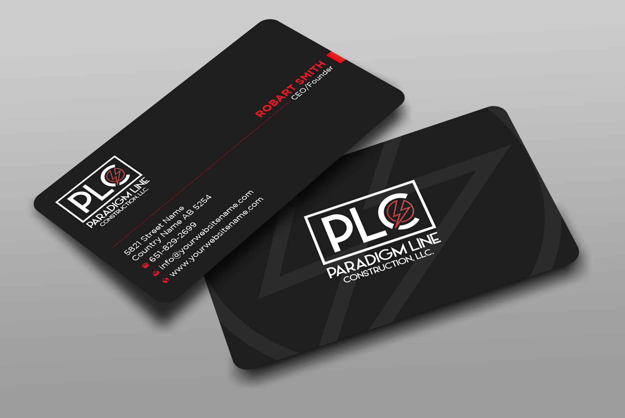 Design de Carte de Visite par Uttom 2 pour PARADIGM LINE CONSTRUCTION LLC | Design #32789782