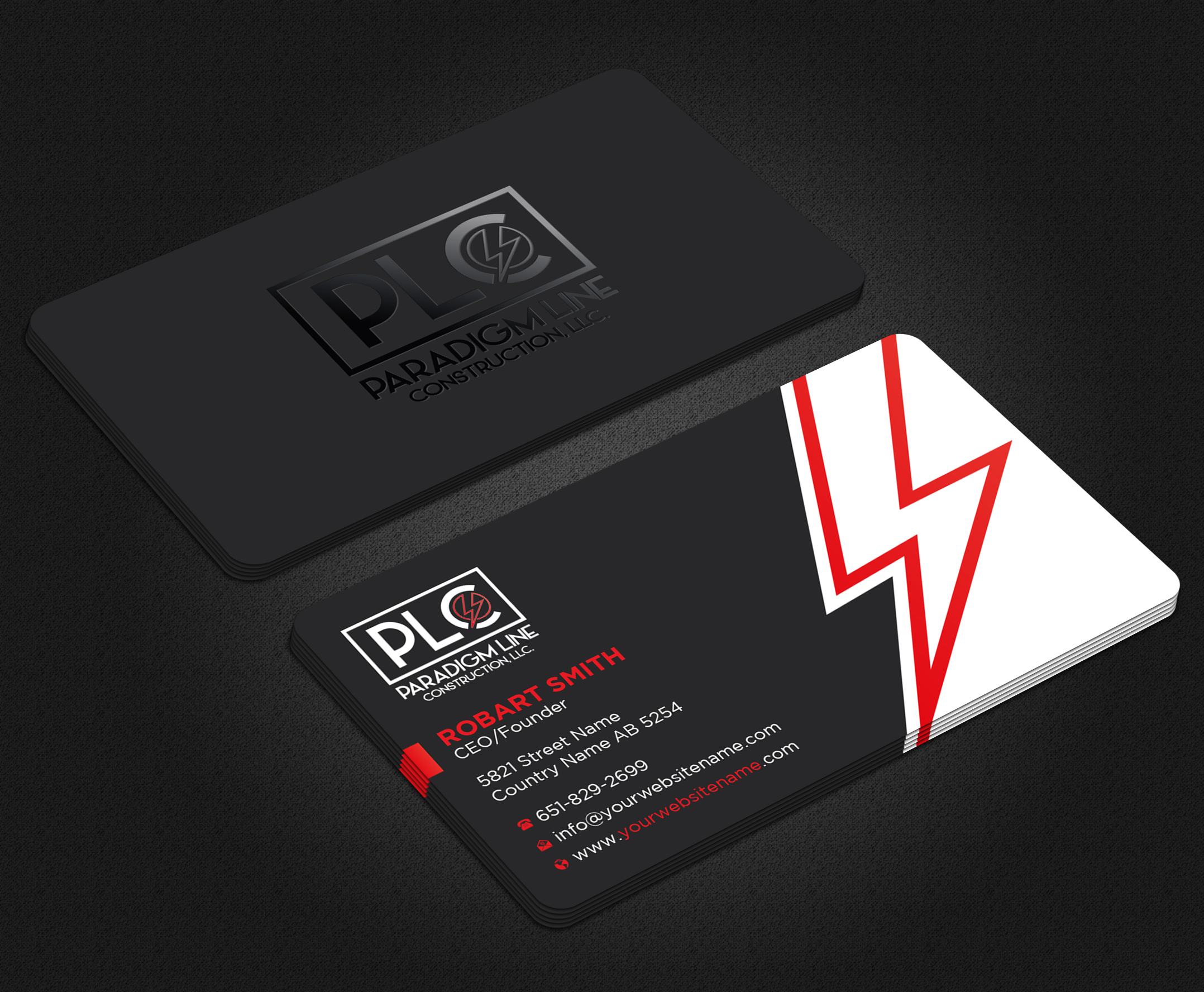 Business Card Design by Uttom 2 for PARADIGM LINE CONSTRUCTION LLC | Design #32790314