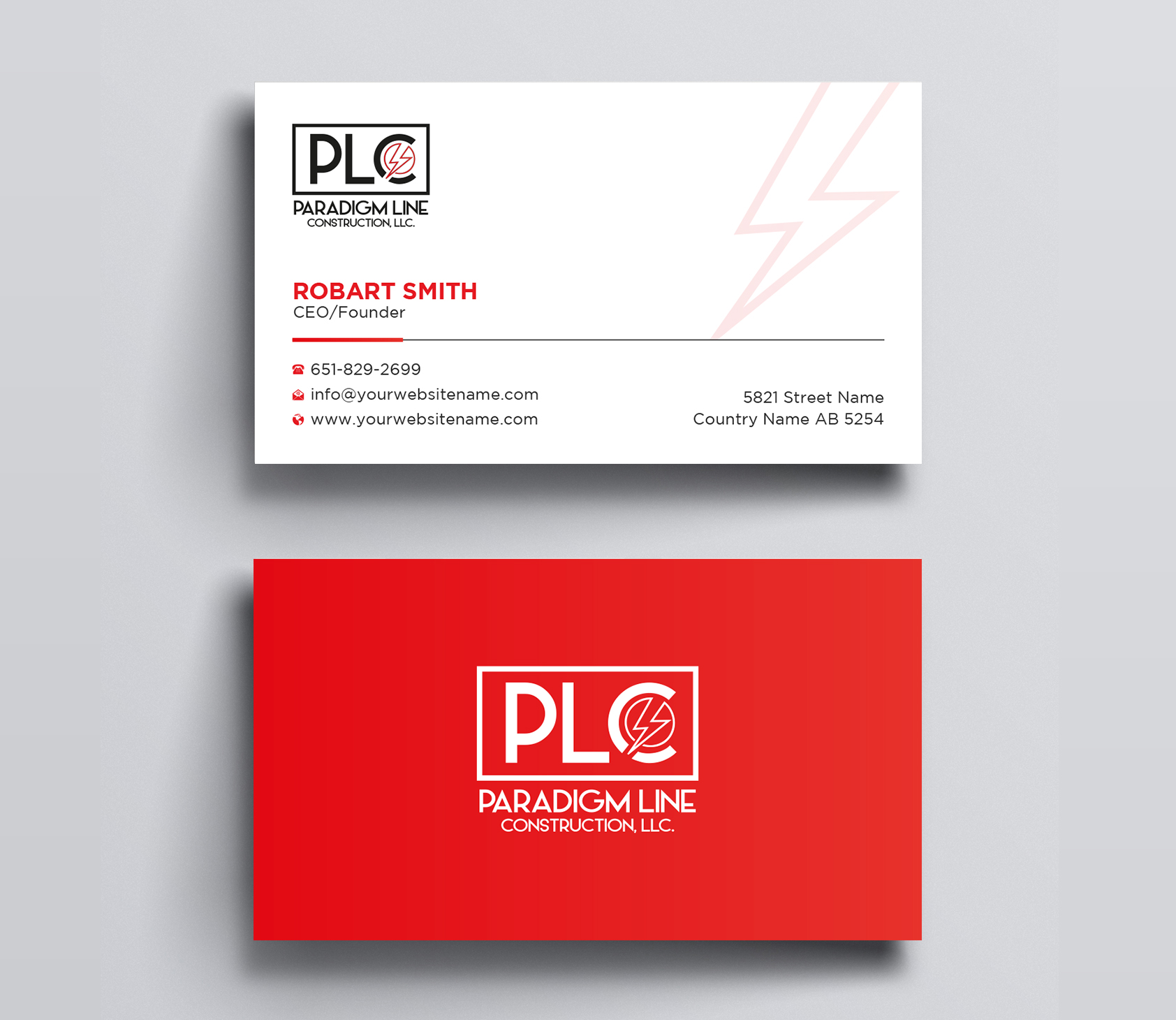 Design de Carte de Visite par Uttom 2 pour PARADIGM LINE CONSTRUCTION LLC | Design #32790514