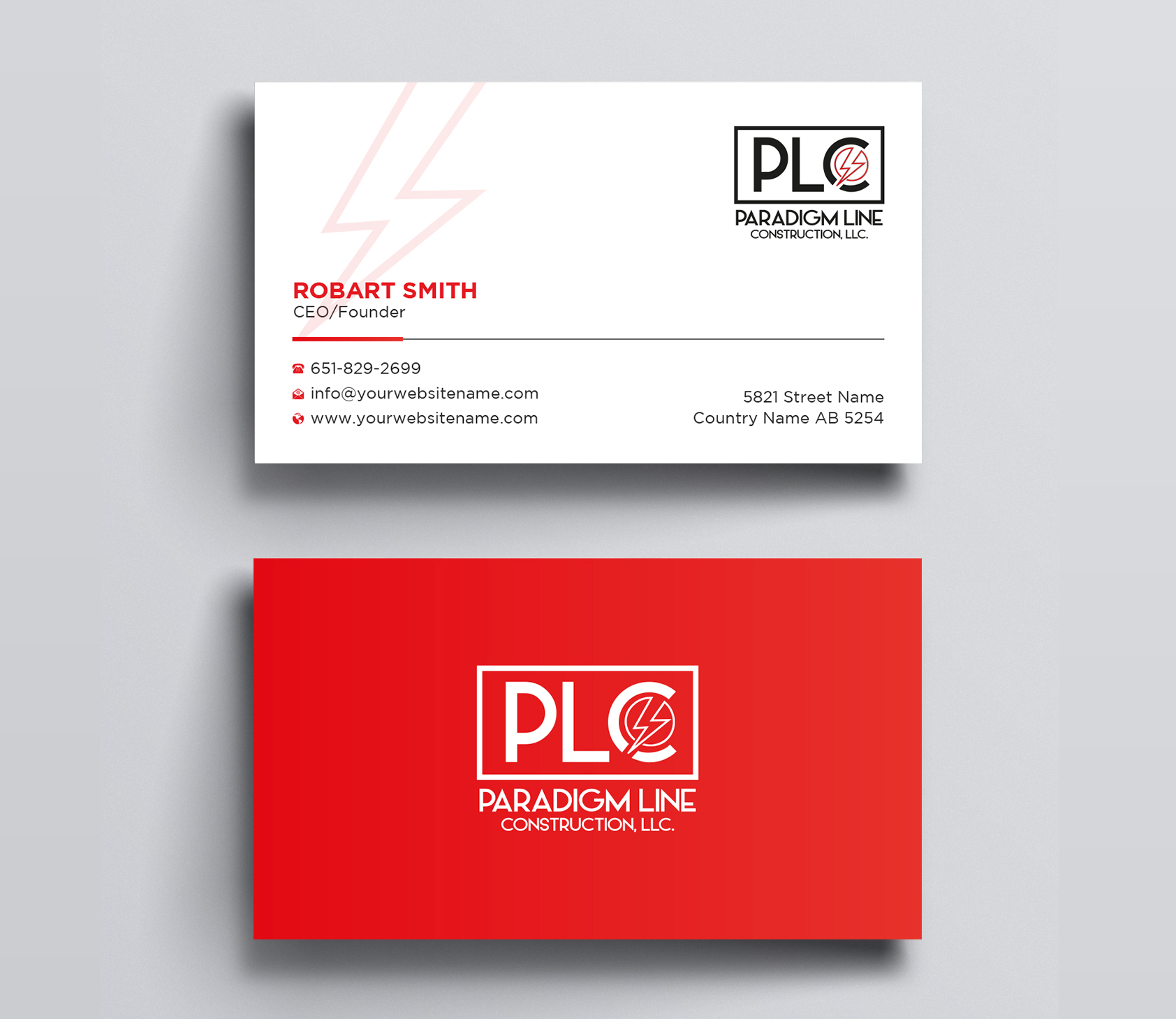 Business Card Design by Uttom 2 for PARADIGM LINE CONSTRUCTION LLC | Design #32790515