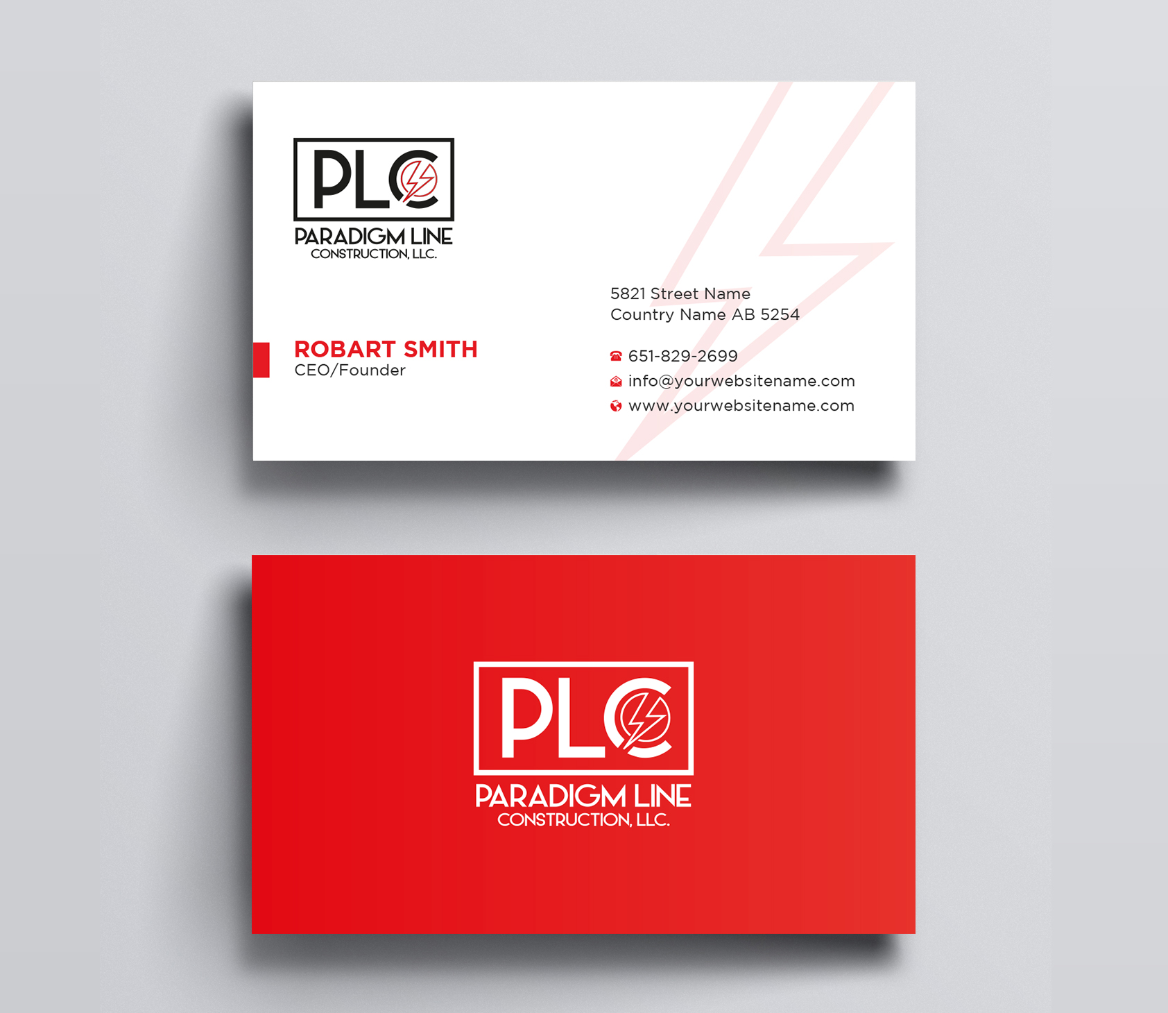 Business Card Design by Uttom 2 for PARADIGM LINE CONSTRUCTION LLC | Design #32790516
