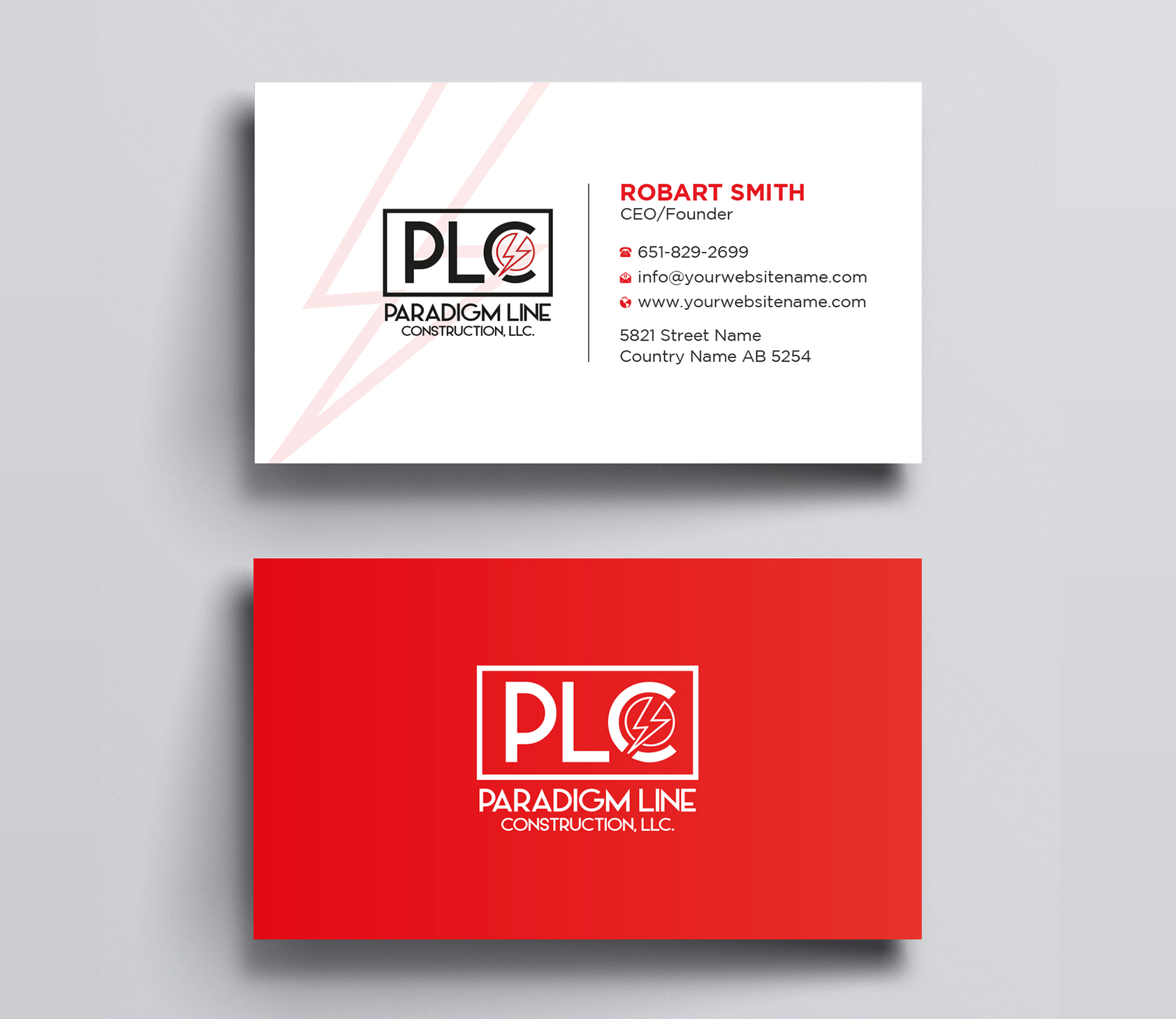 Business Card Design by Uttom 2 for PARADIGM LINE CONSTRUCTION LLC | Design #32790517