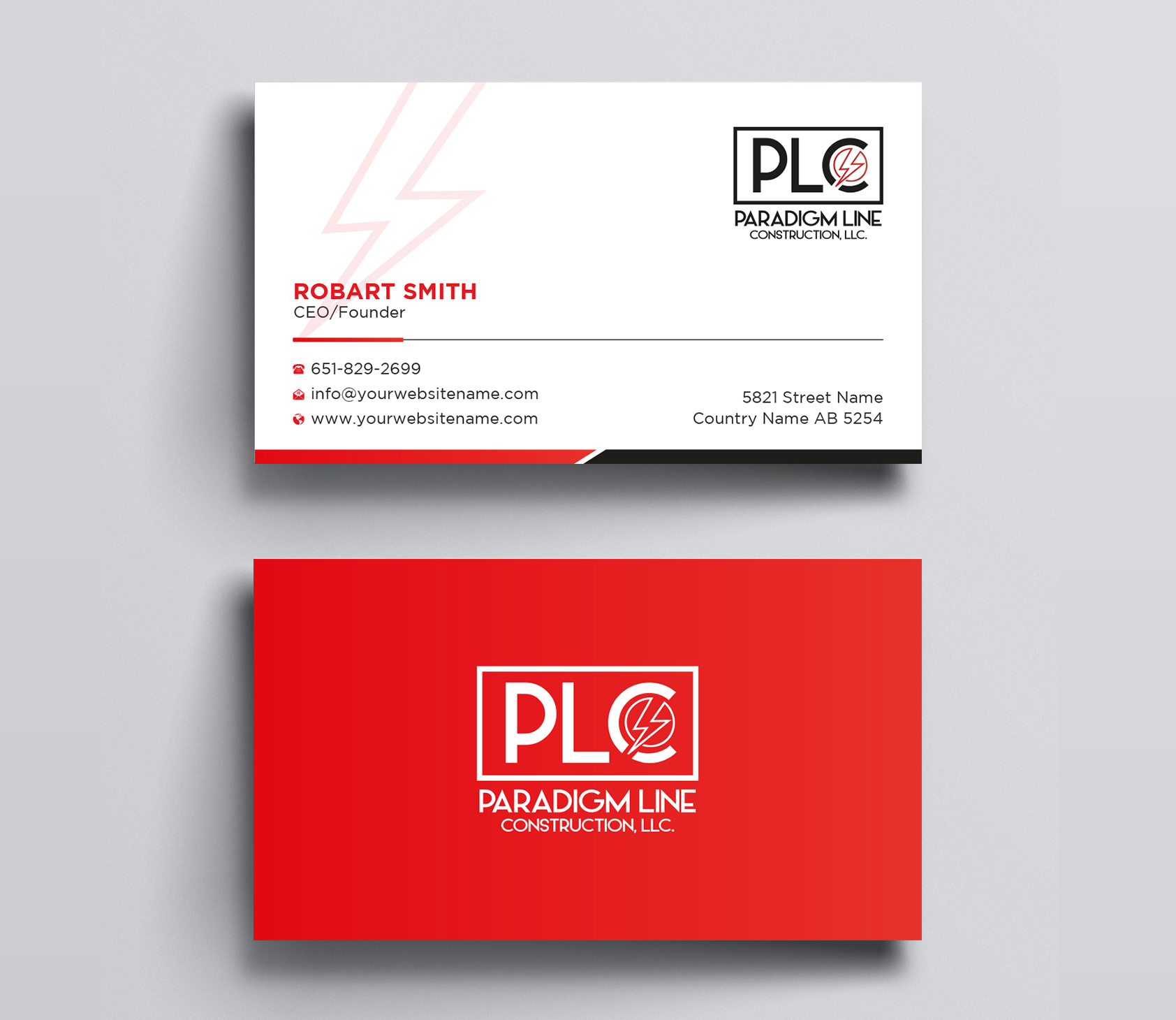 Business Card Design by Uttom 2 for PARADIGM LINE CONSTRUCTION LLC | Design #32790518