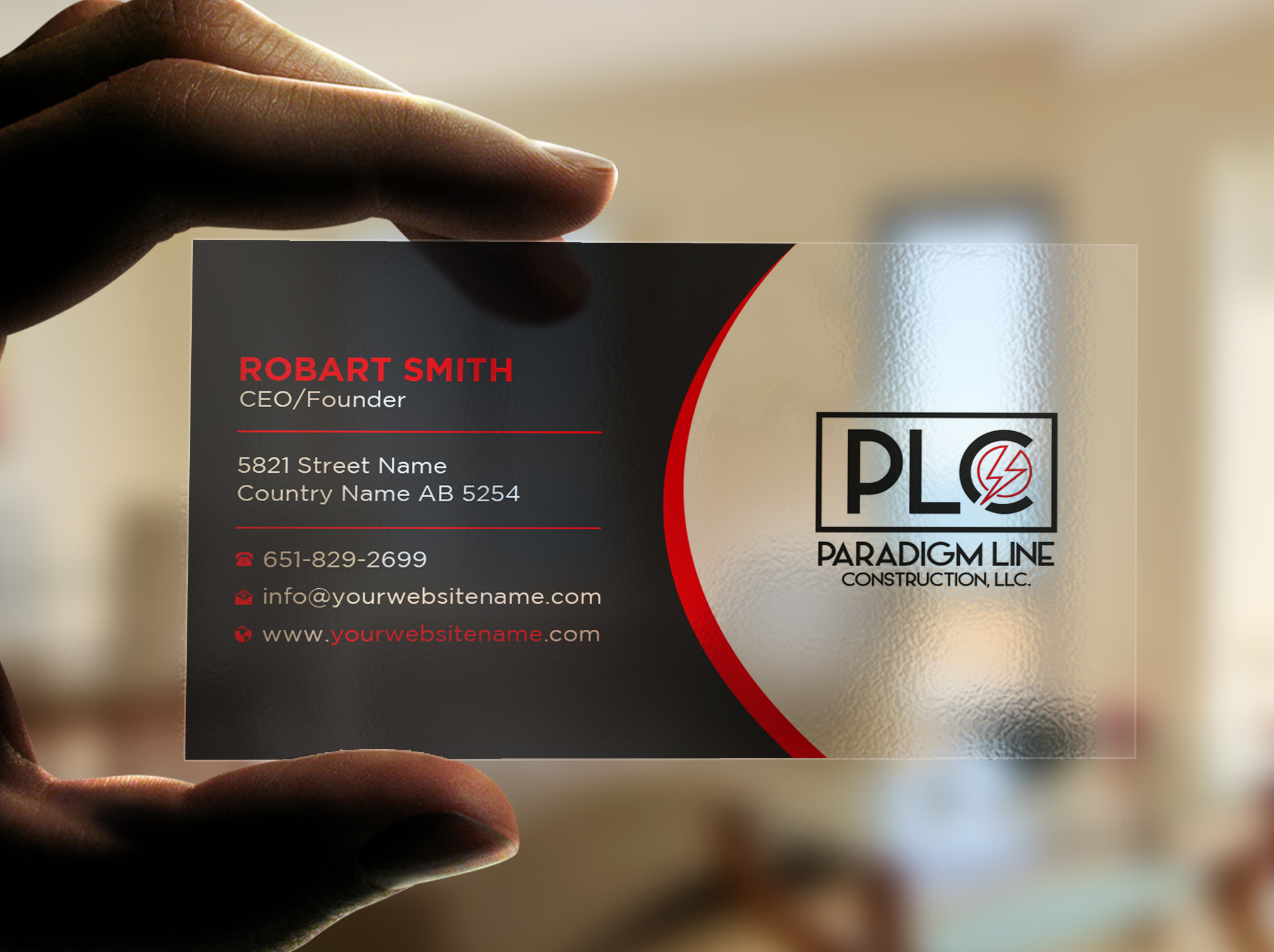 Design de Carte de Visite par Uttom 2 pour PARADIGM LINE CONSTRUCTION LLC | Design #32790532