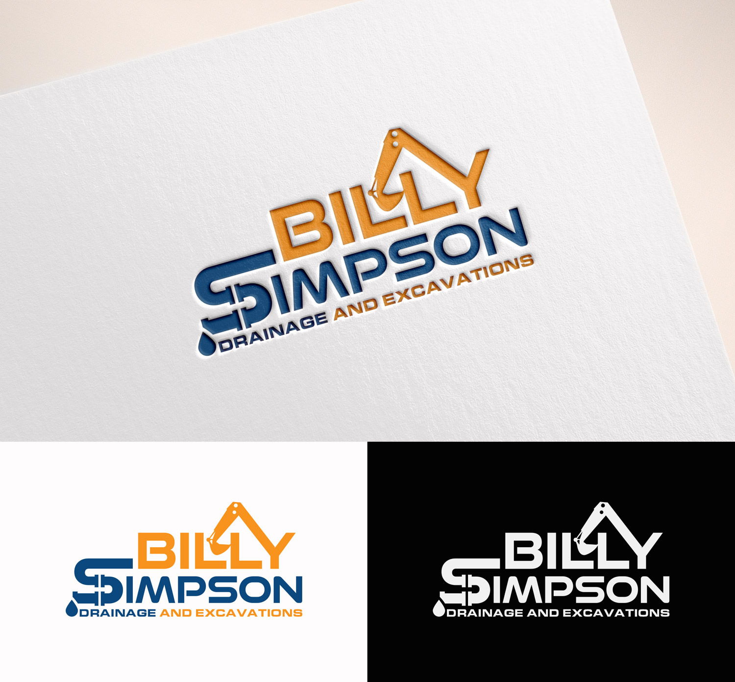 Logo Design by M Art & Design for Billy Simpson Drainage and Excavations | Design #32852777