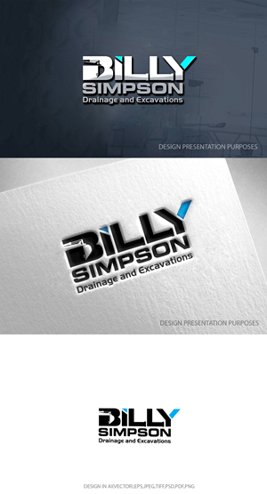 Logo Design by zebronicgraphic for Billy Simpson Drainage and Excavations | Design: #32851495