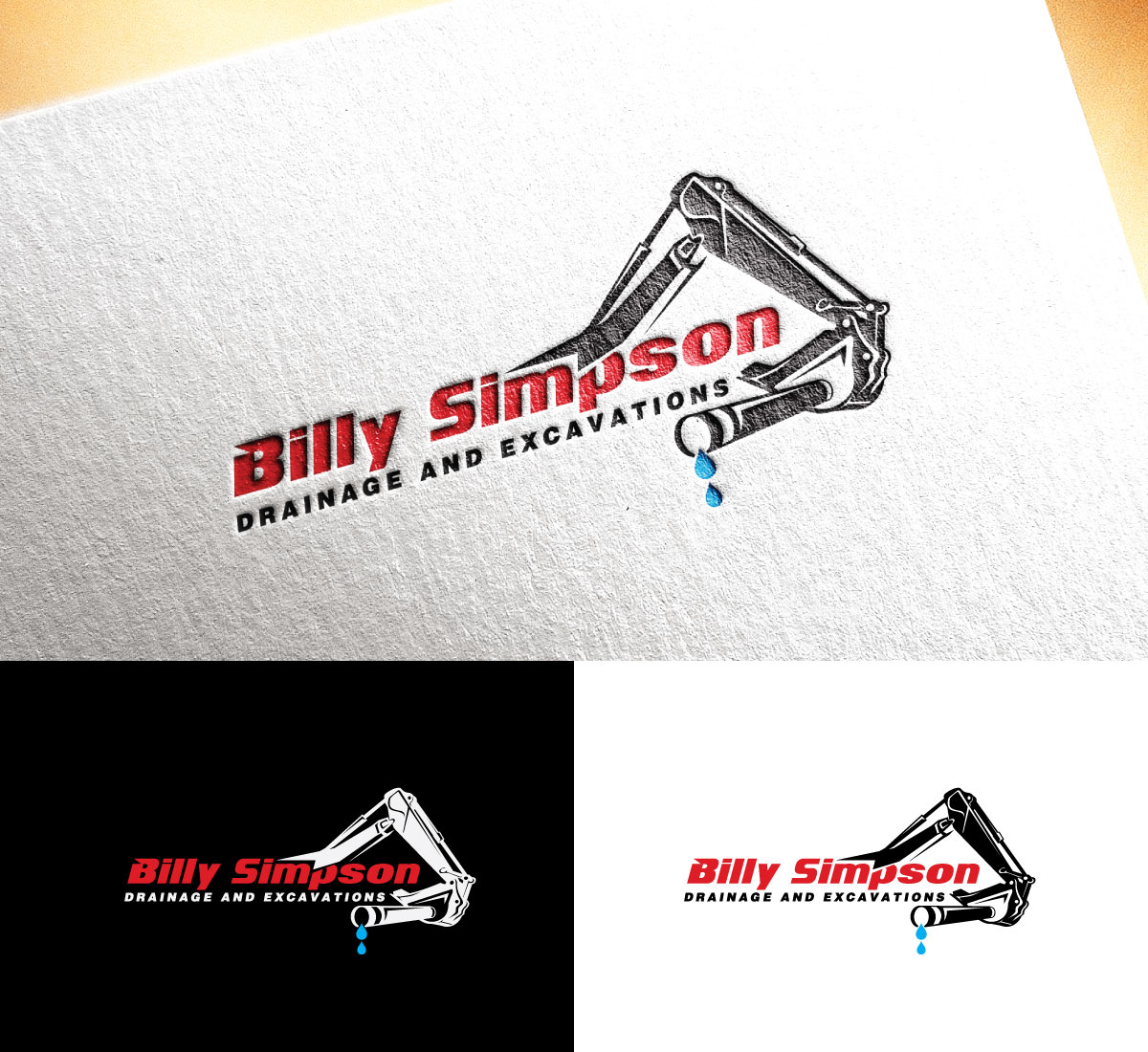 Logo Design by Dot Design 3 for Billy Simpson Drainage and Excavations | Design #32857272