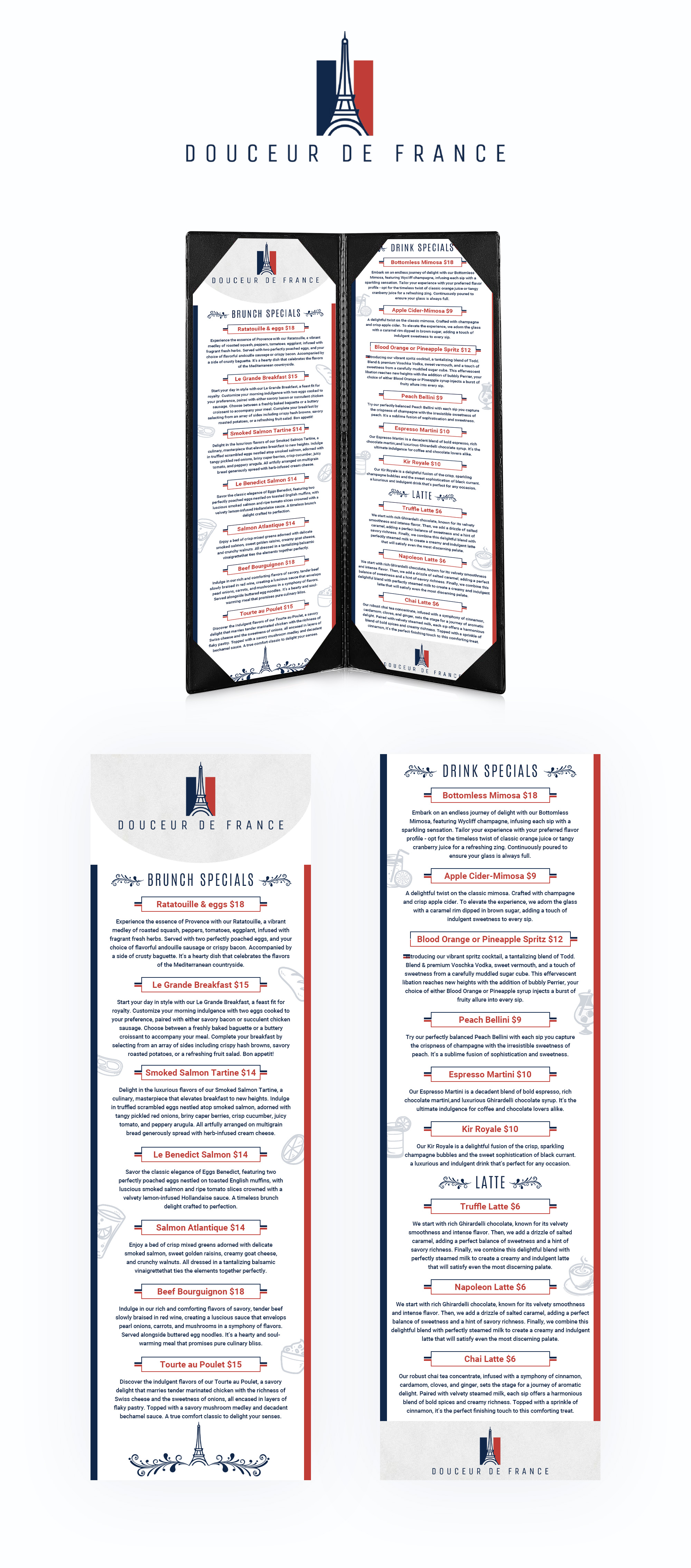 Menu Design by IDesign1606 for Douceur de France | Design #32912189