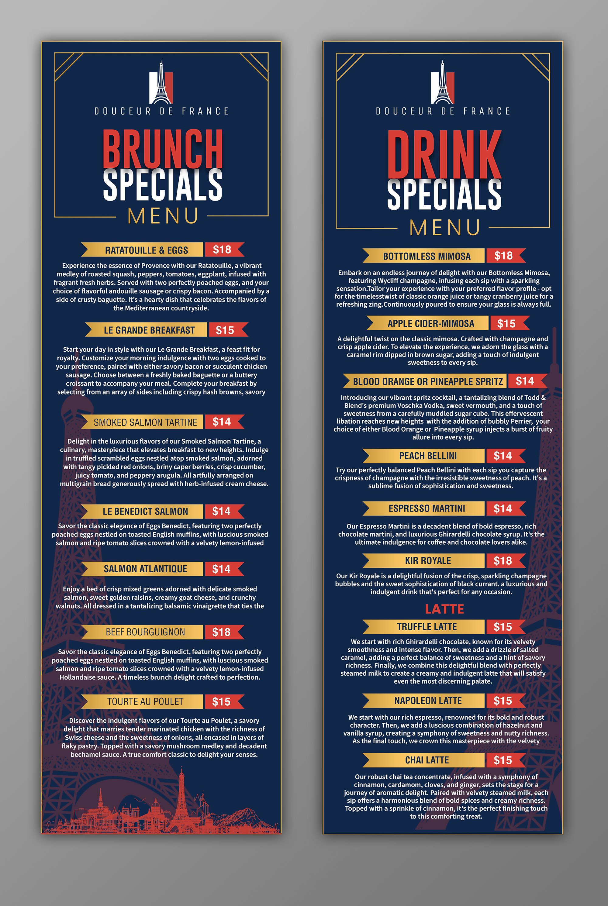 Design de Menu par ArtHive pour Douceur de France | Design #32901760
