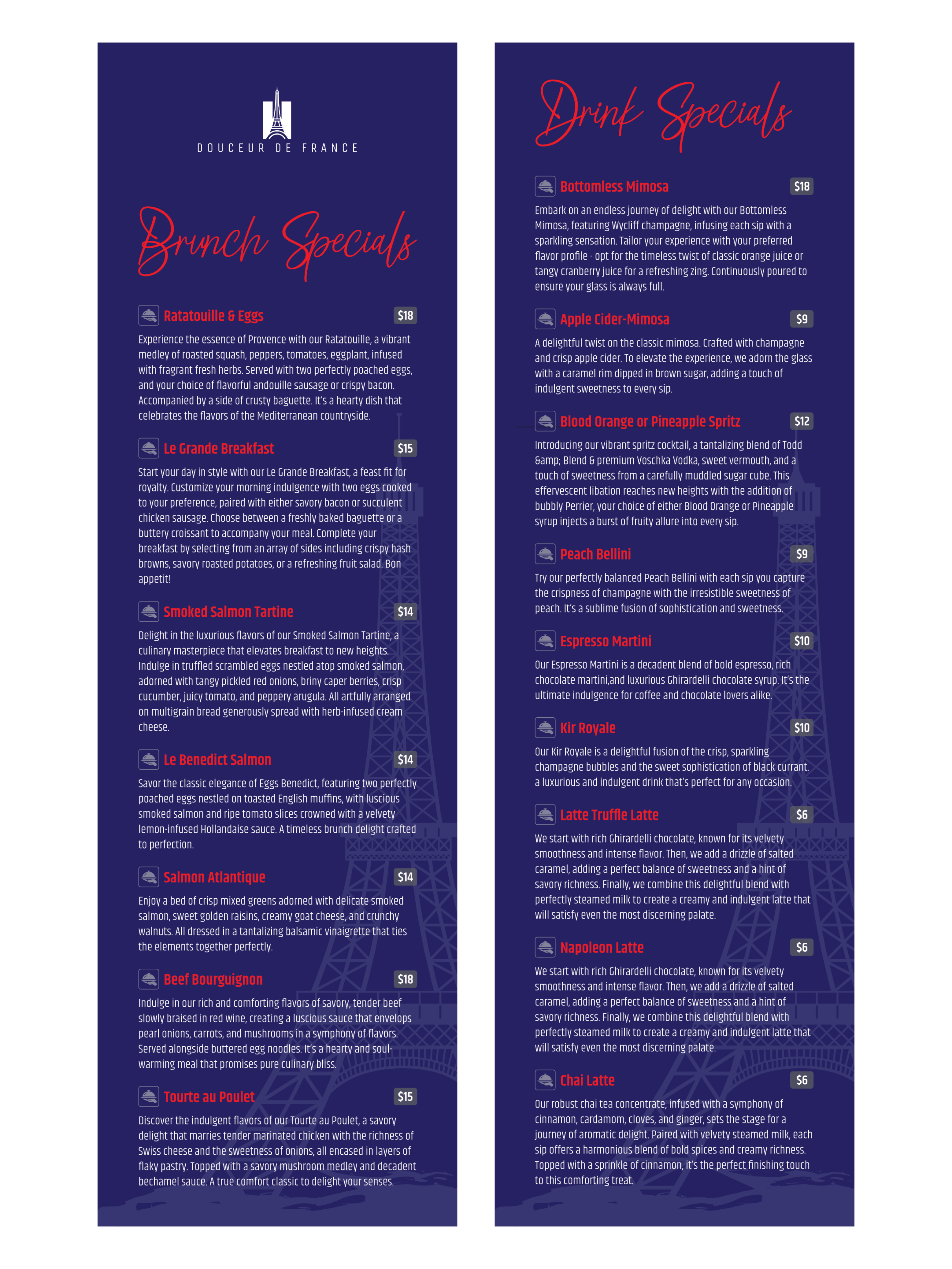 Design de Menu par Brooks Design pour Douceur de France | Design #32900107