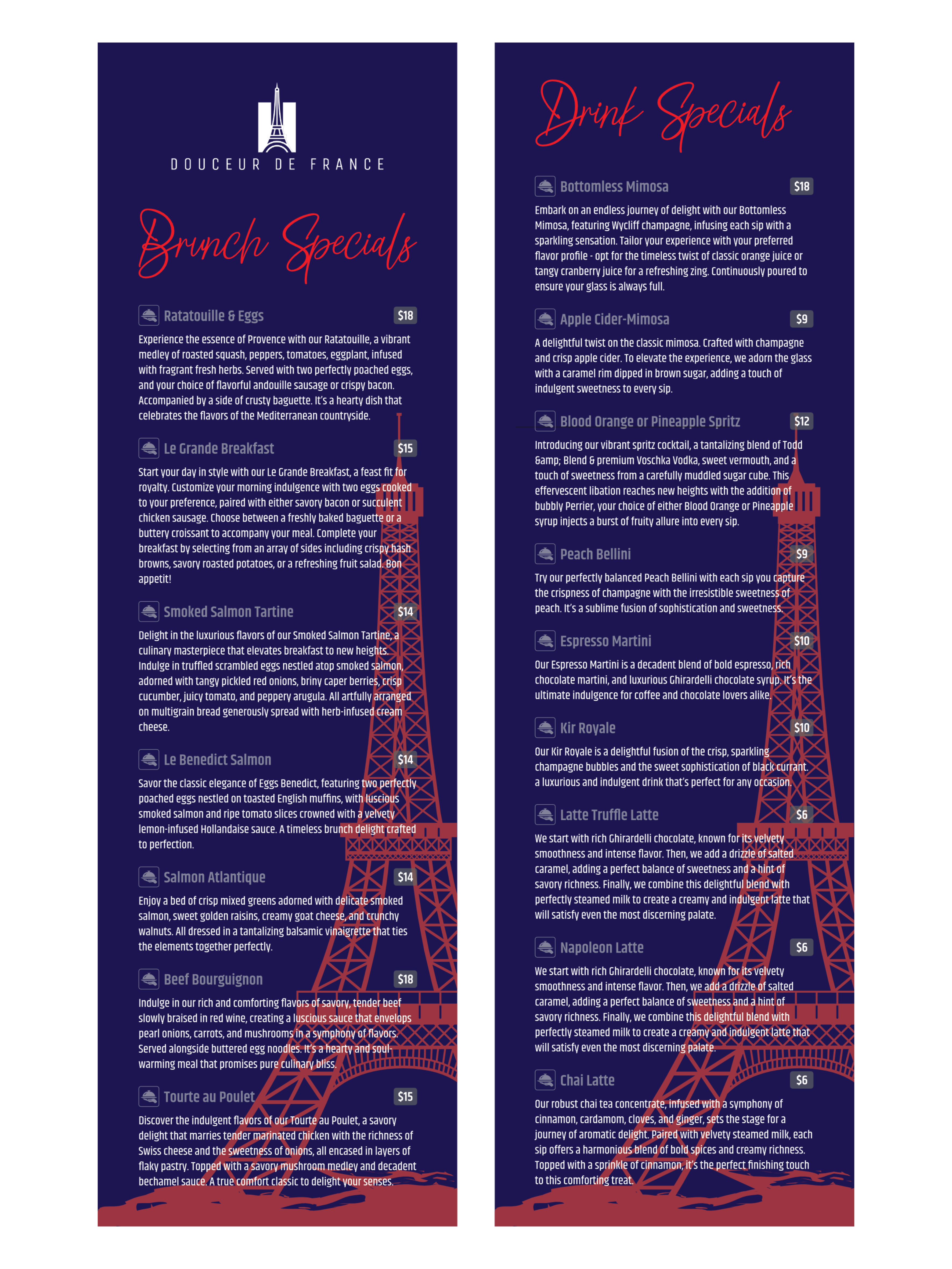 Menu Design by Brooks Design for Douceur de France | Design #32900990