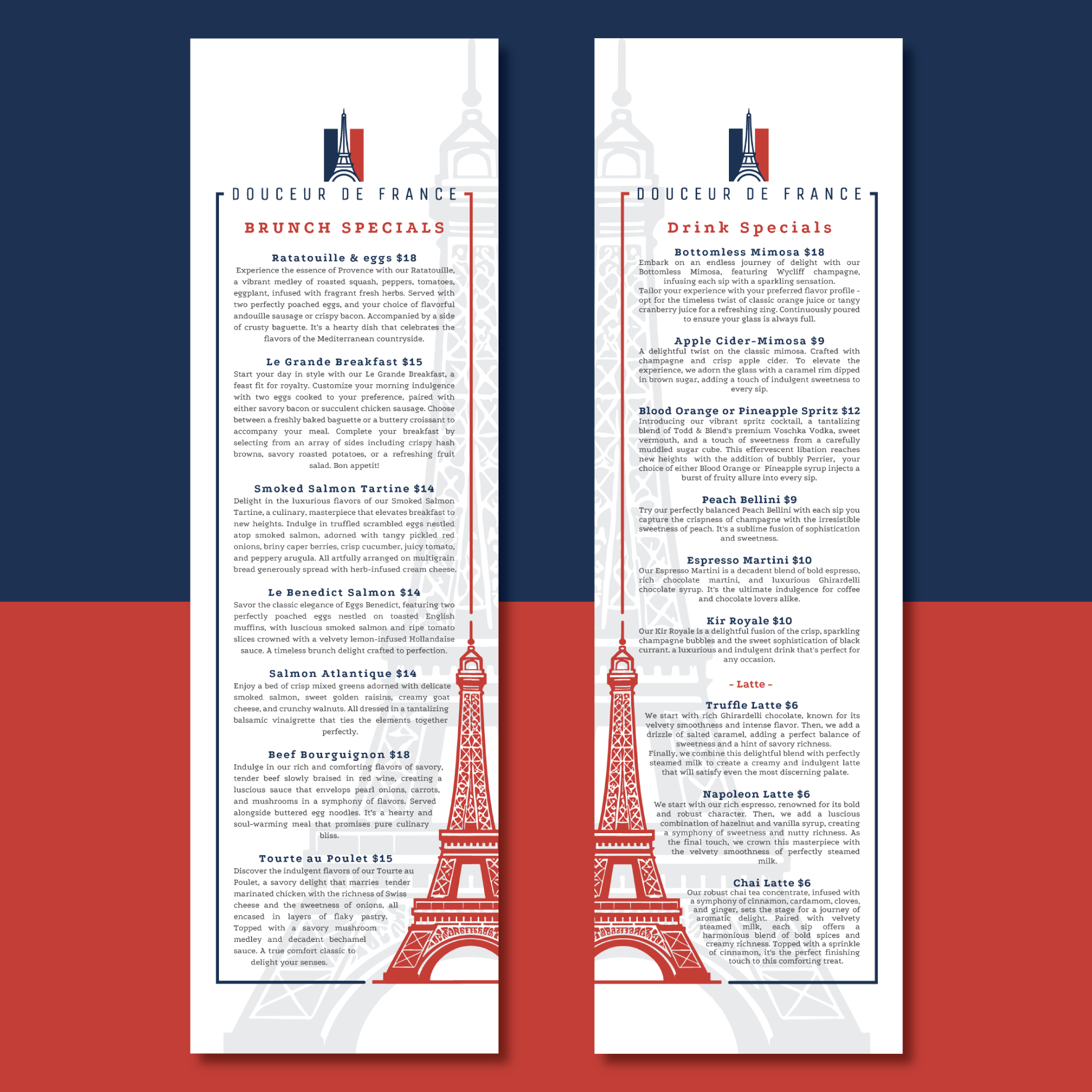Menu Design by Di3goAngelo for Douceur de France | Design #32899286