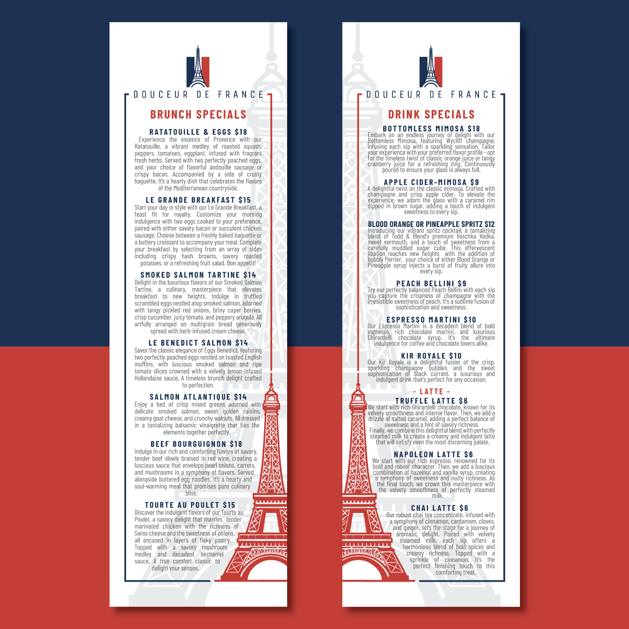 Menu Design by Di3goAngelo for Douceur de France | Design #32900854