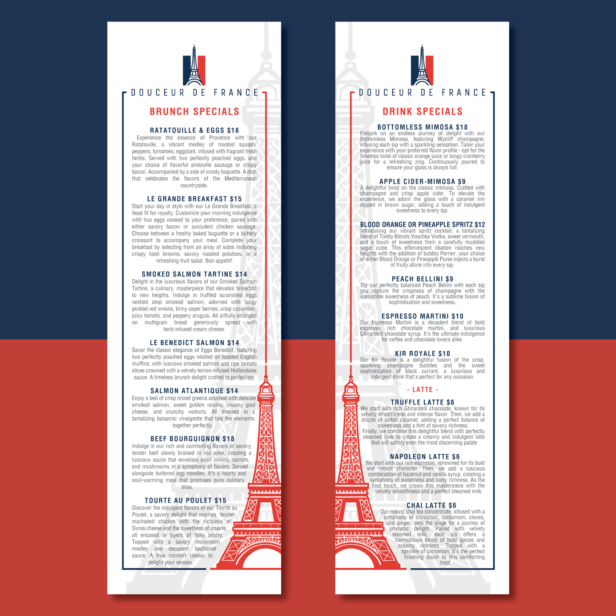 Diseño de Menú por Di3goAngelo para Douceur de France | Diseño #32986984