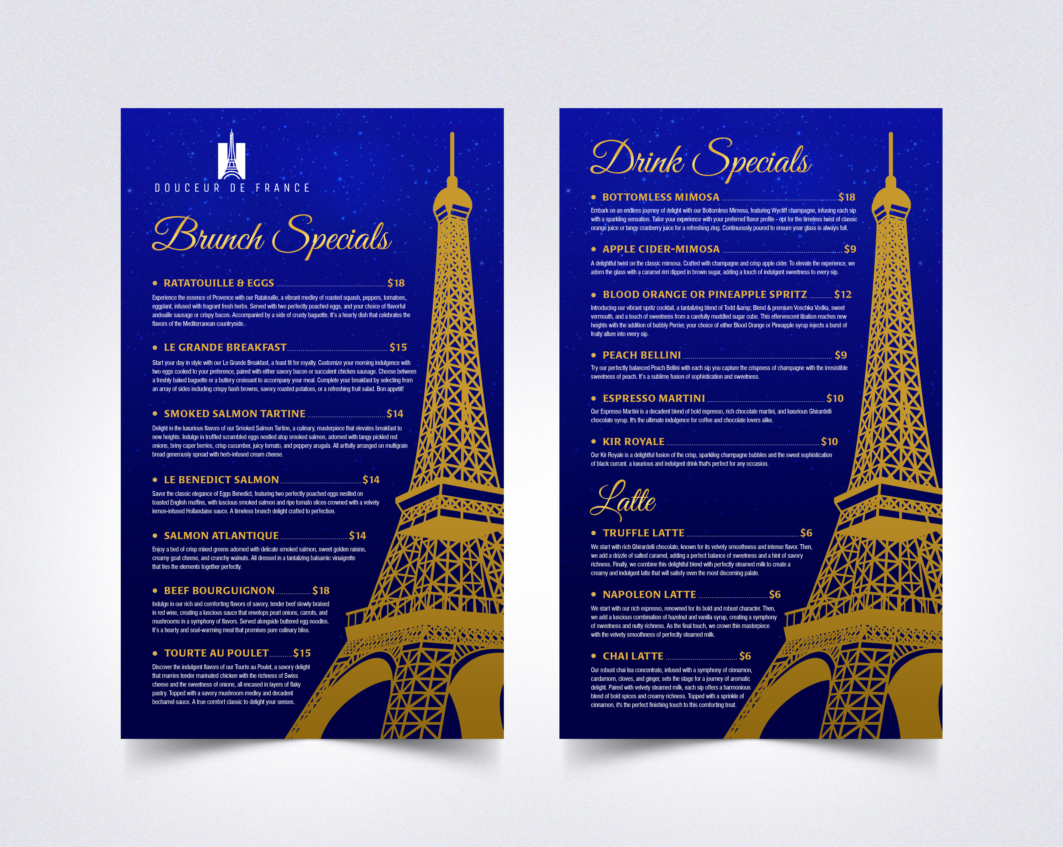 Design de Menu par Sam.Art pour Douceur de France | Design #32891855