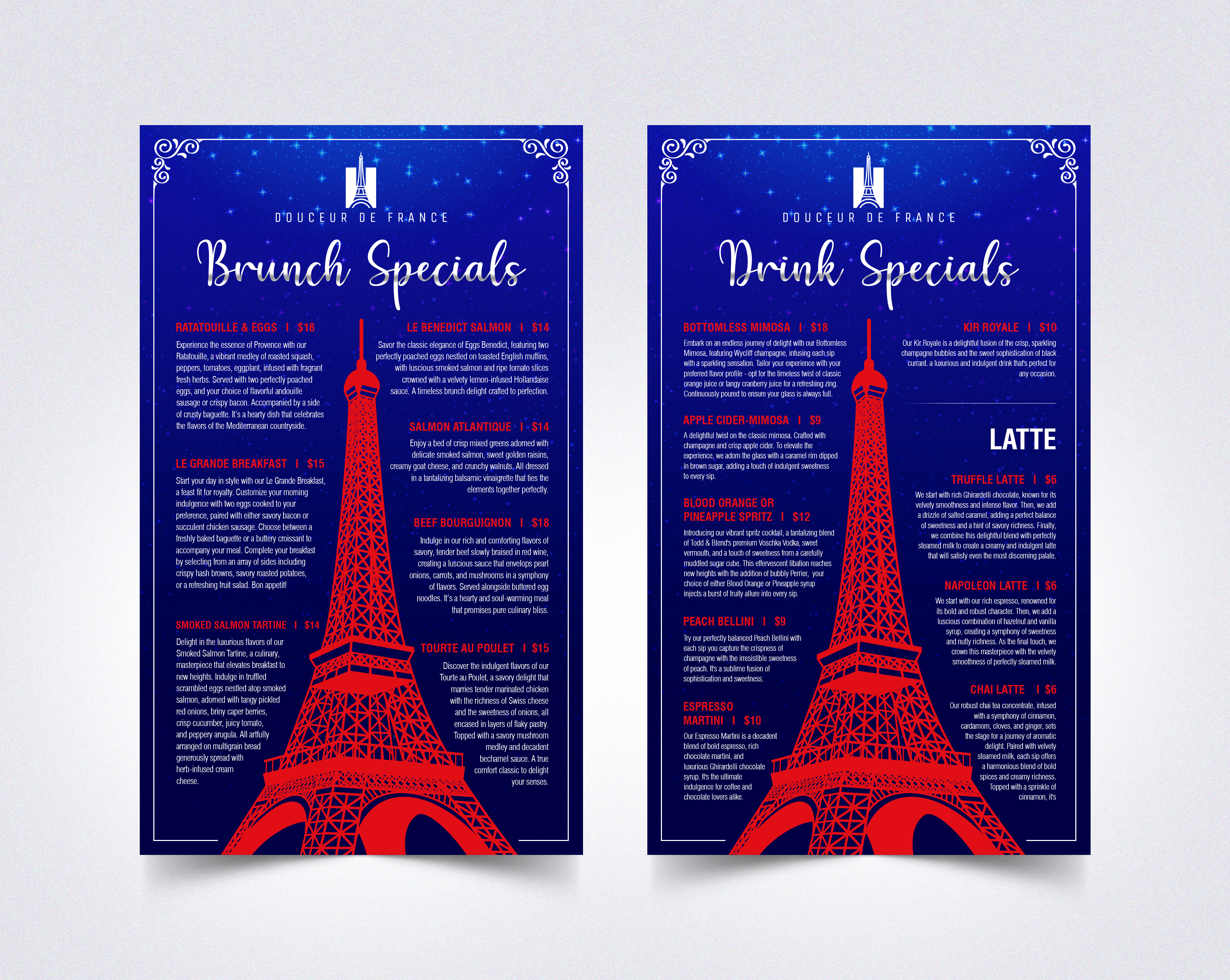 Design de Menu par Sam.Art pour Douceur de France | Design #32891856