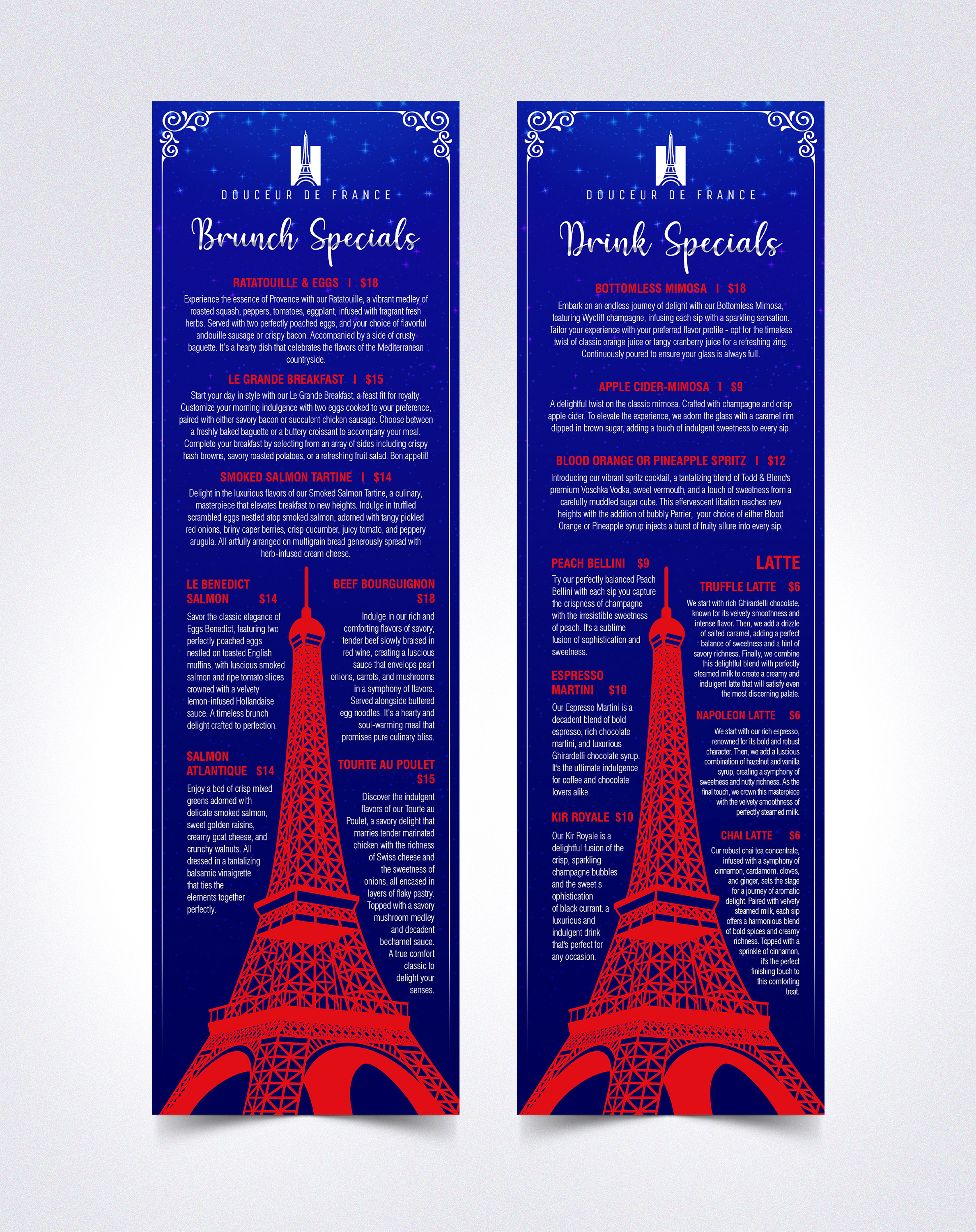 Design de Menu par Sam.Art pour Douceur de France | Design #32895676