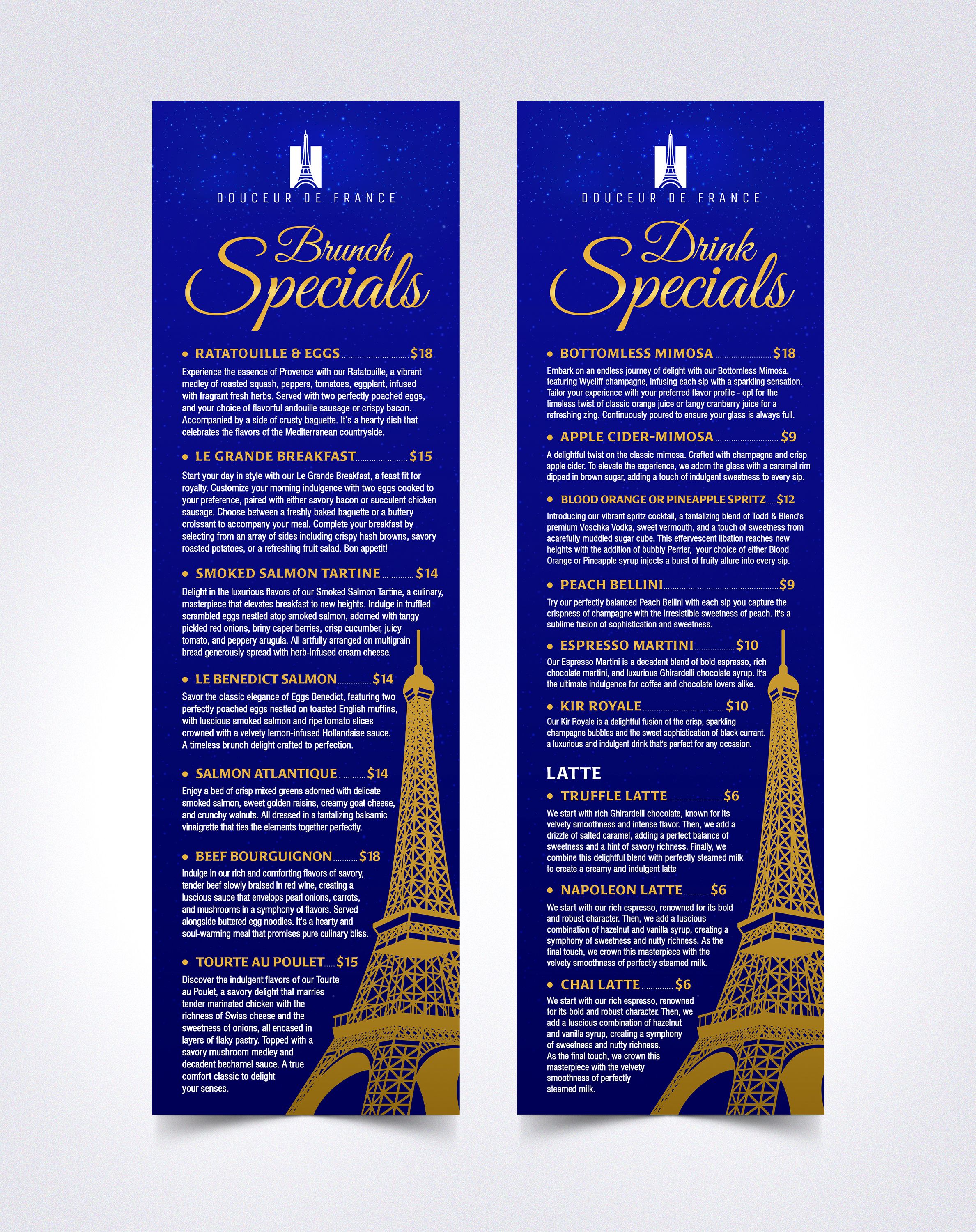 Design de Menu par Sam.Art pour Douceur de France | Design #32904448