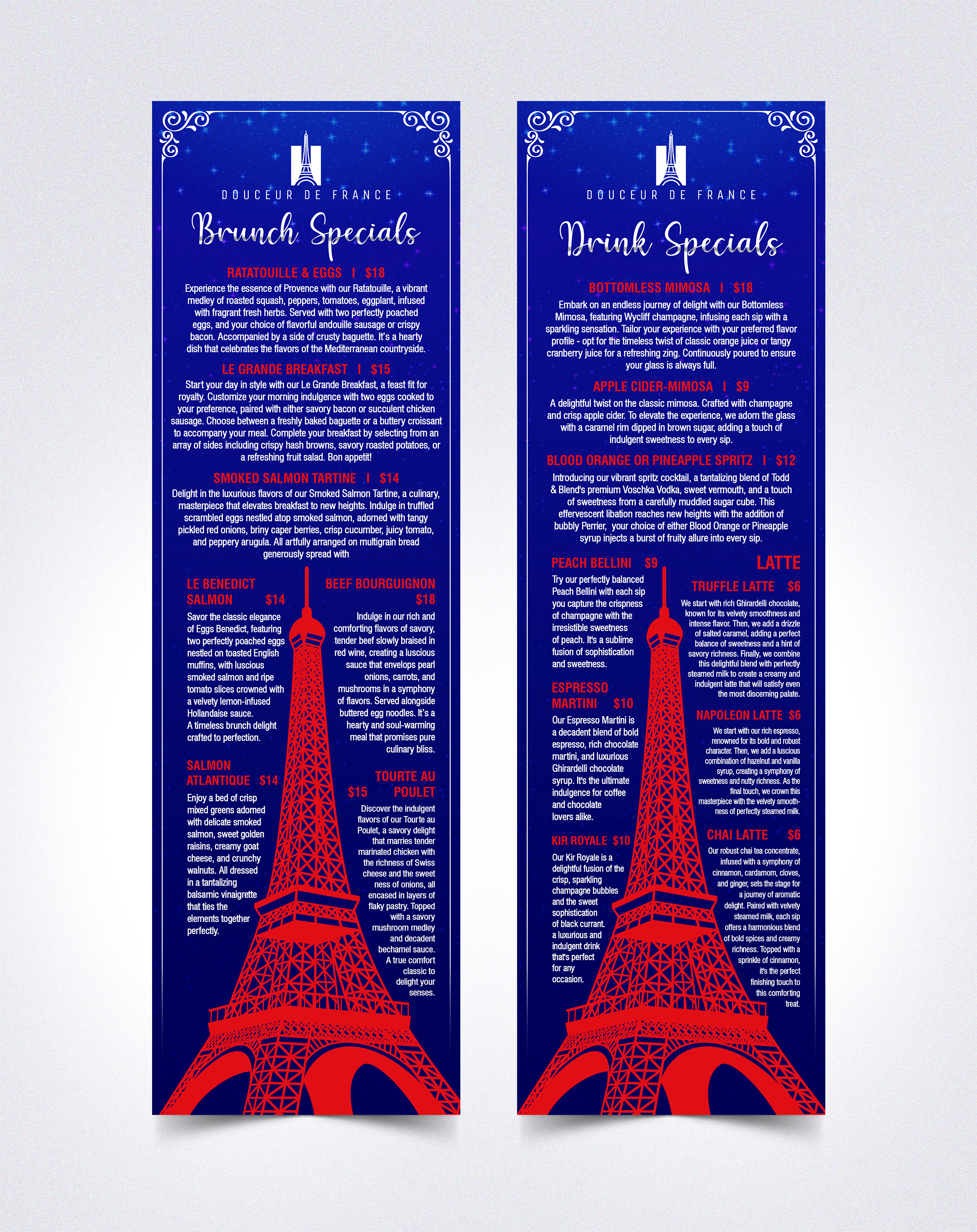 Design de Menu par Sam.Art pour Douceur de France | Design #32904449