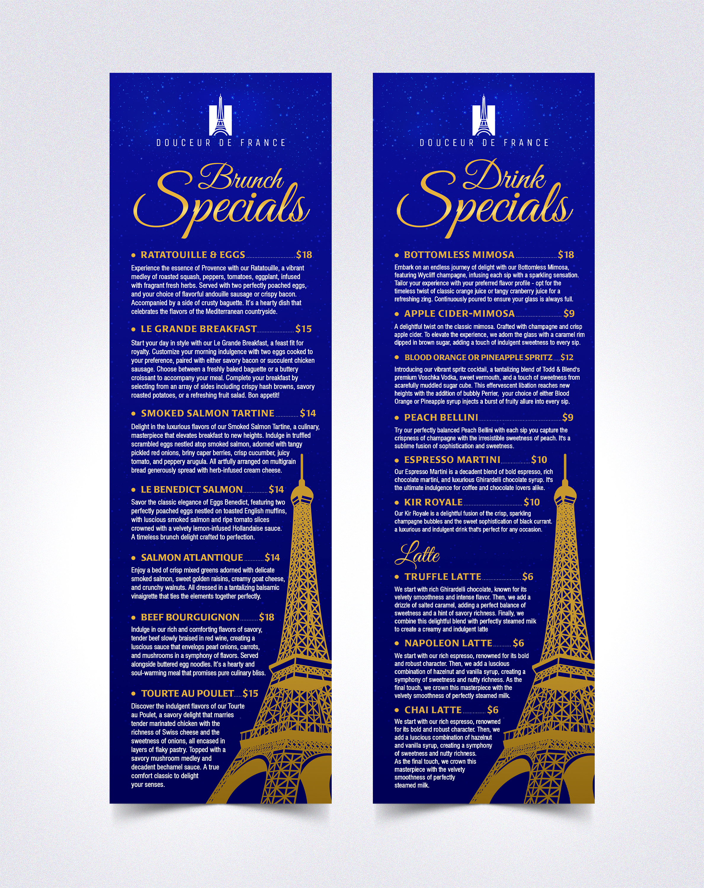 Menu Design by Sam.Art for Douceur de France | Design #32911113