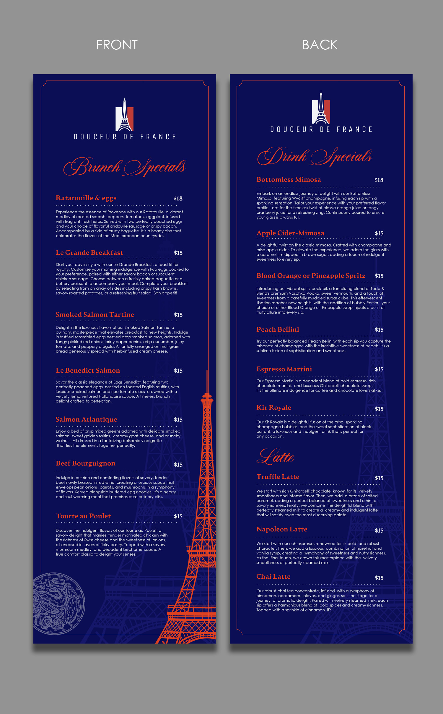Menu Design by debdesign for Douceur de France | Design #32897155