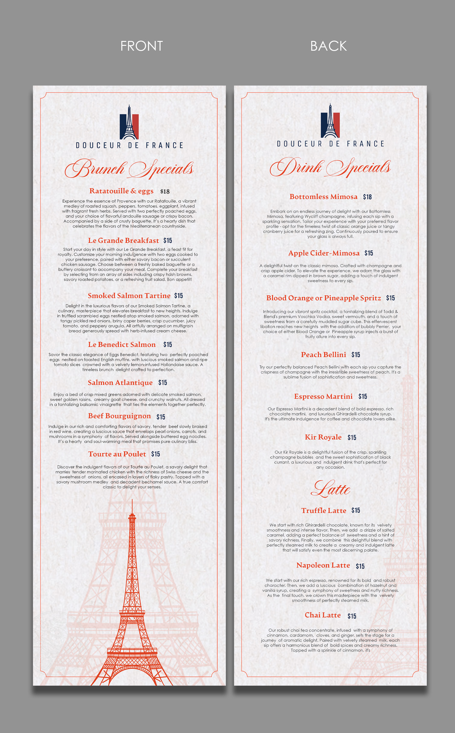 Diseño de Menú por debdesign para Douceur de France | Diseño #32897157