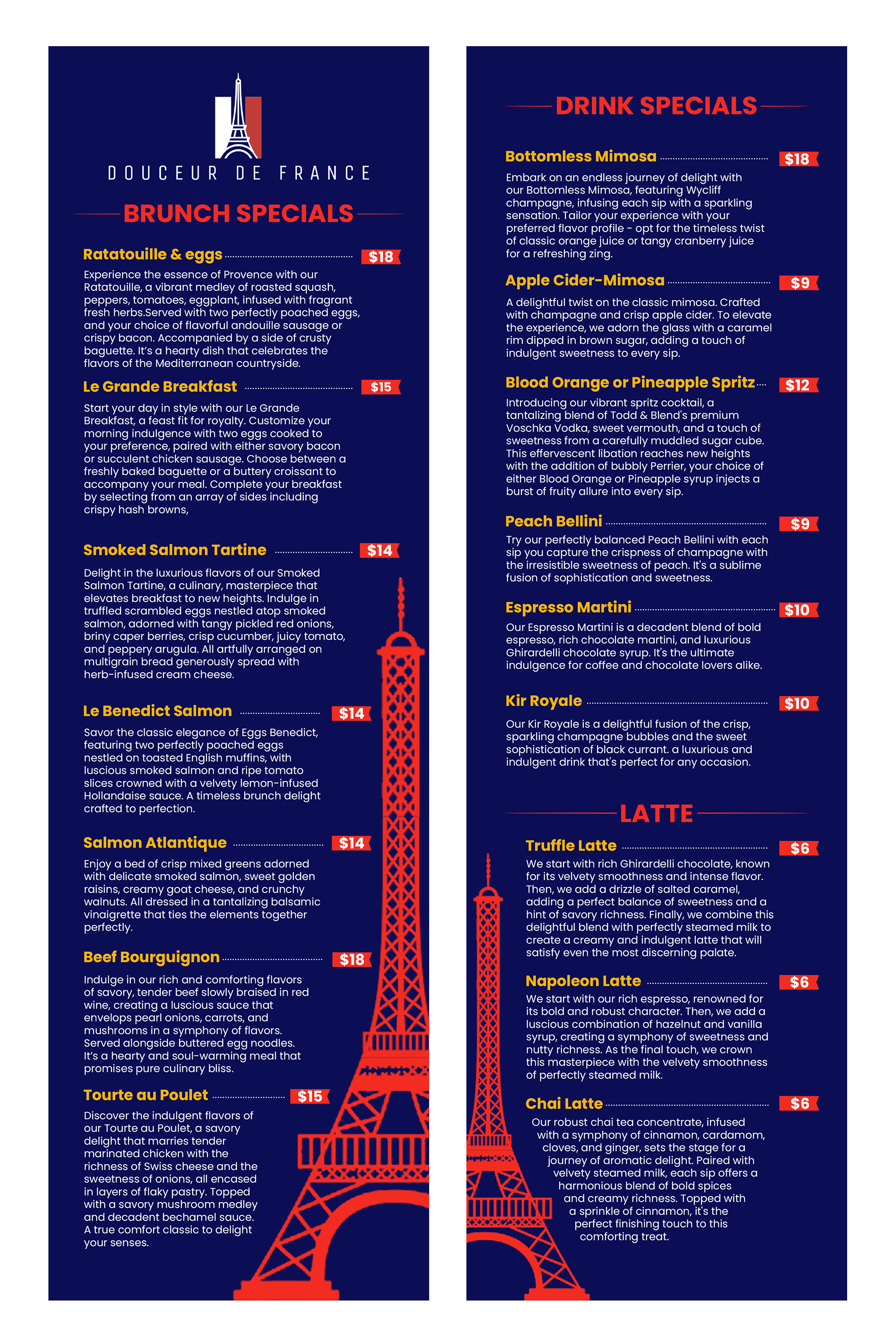 Diseño de Menú por debdesign para Douceur de France | Diseño #32902755
