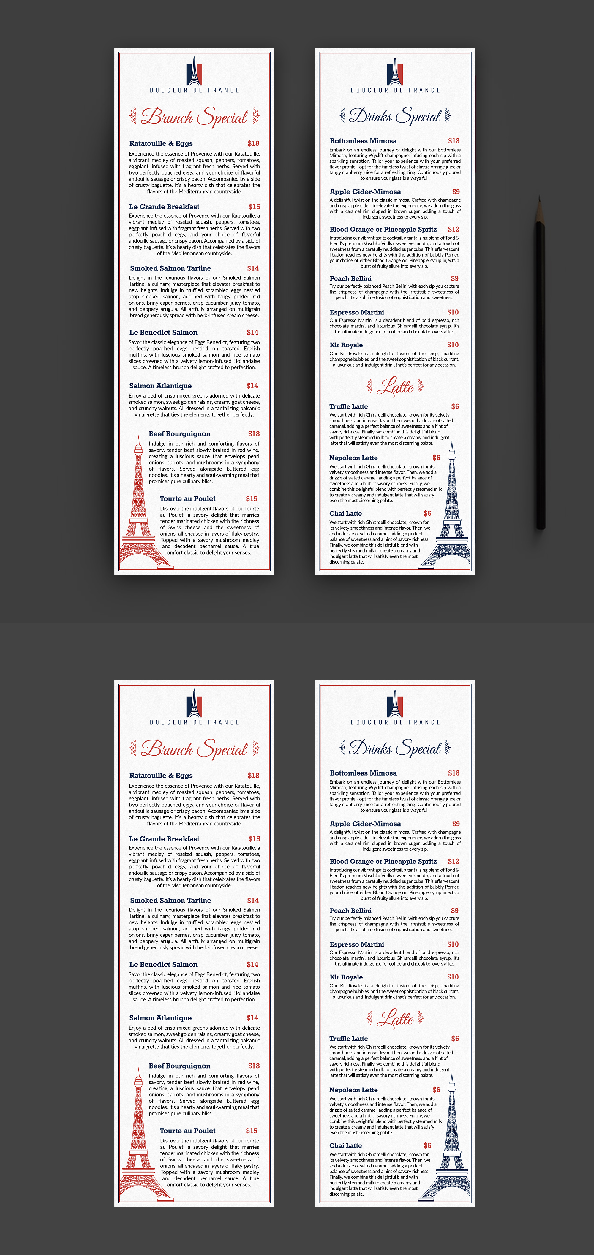 Menü-Design von 123graphics für Douceur de France | Design #32921196