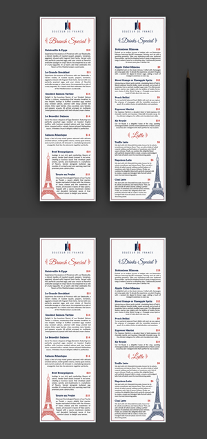 Menu Design by 123graphics for Douceur de France | Design: #32921196