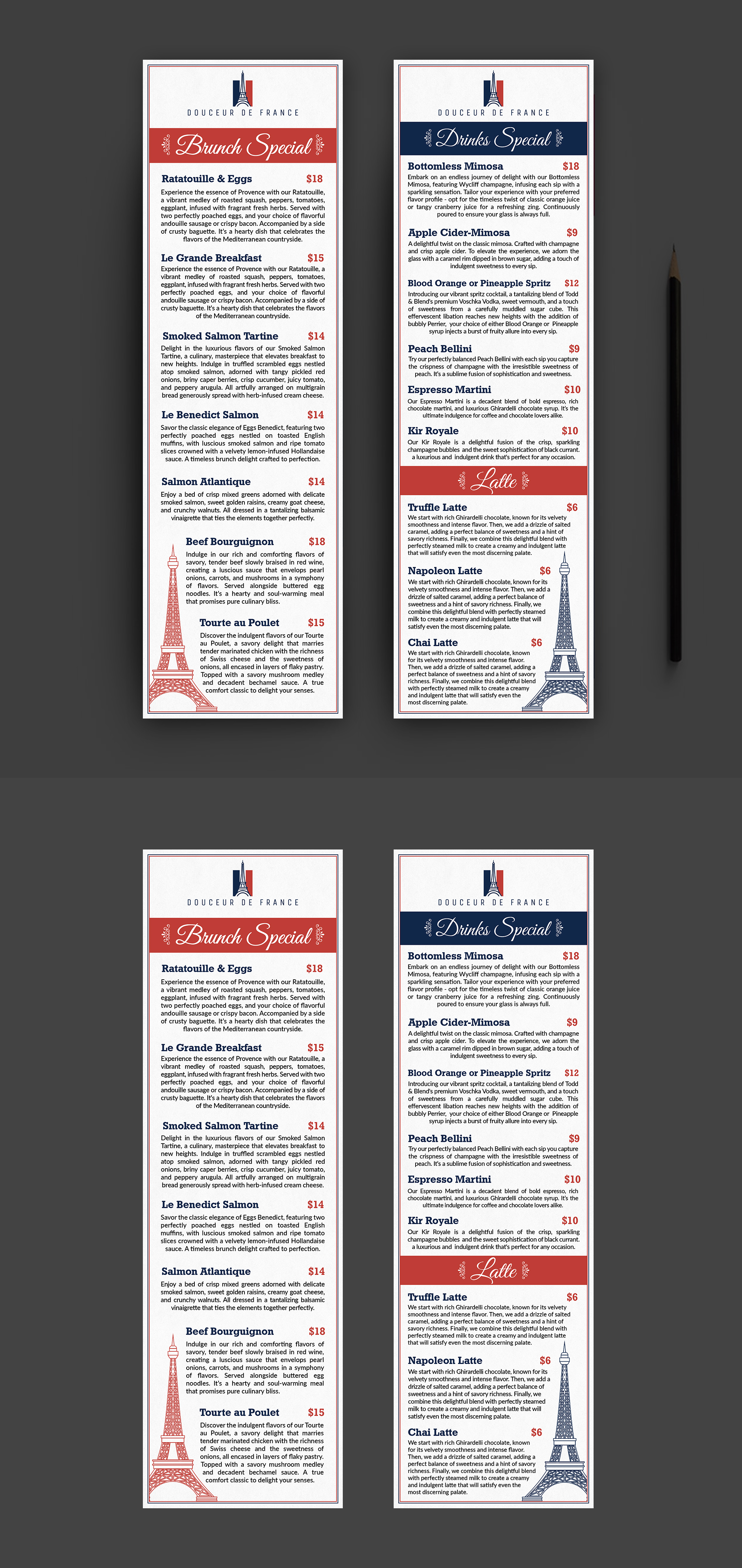 Menu Design by 123graphics for Douceur de France | Design #32929310