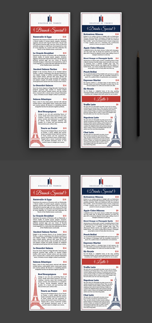 Diseño de Menú por 123graphics para Douceur de France | Diseño #32929310